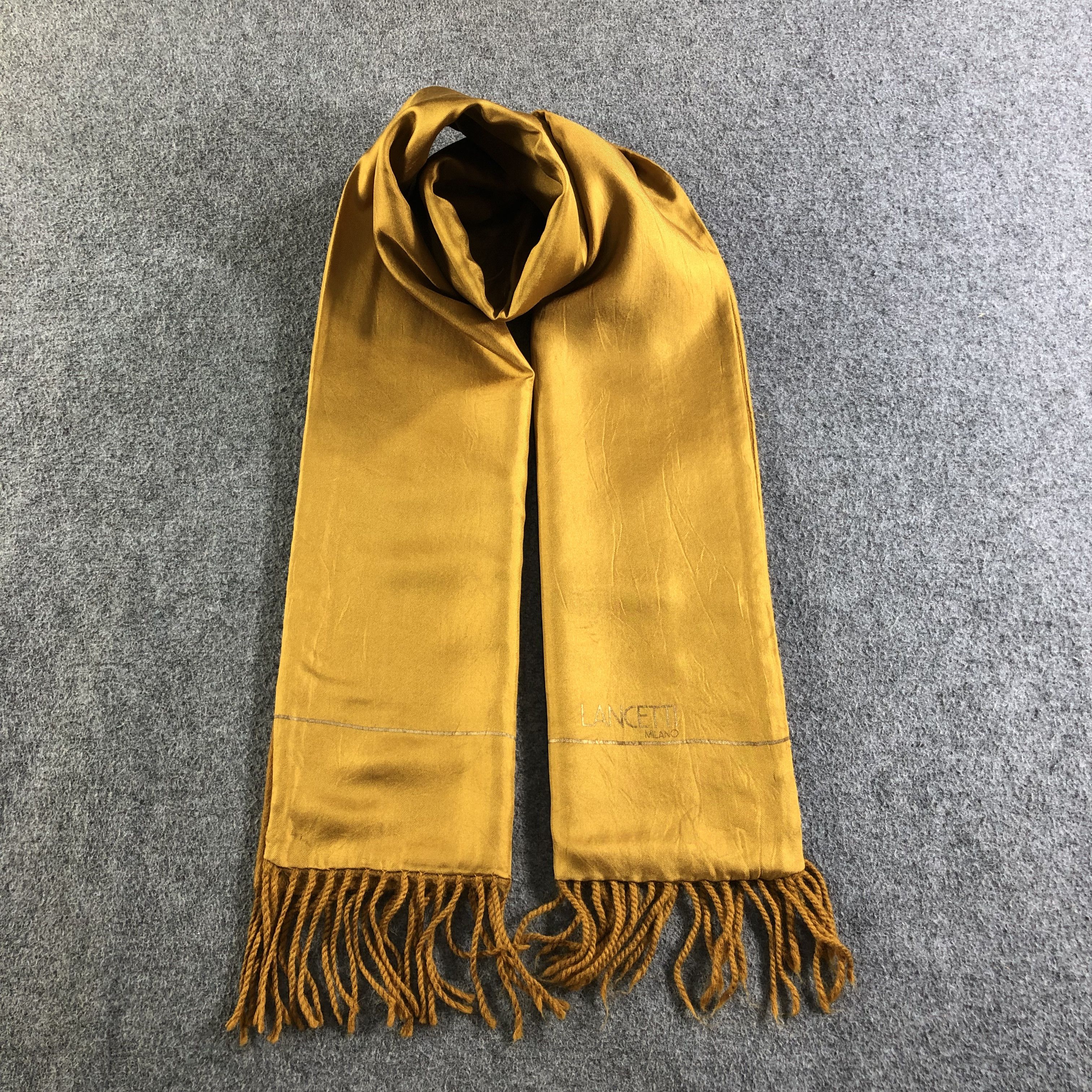 Lancetti Silk/Wool Golden Scarf Muffler Neckwear V2141