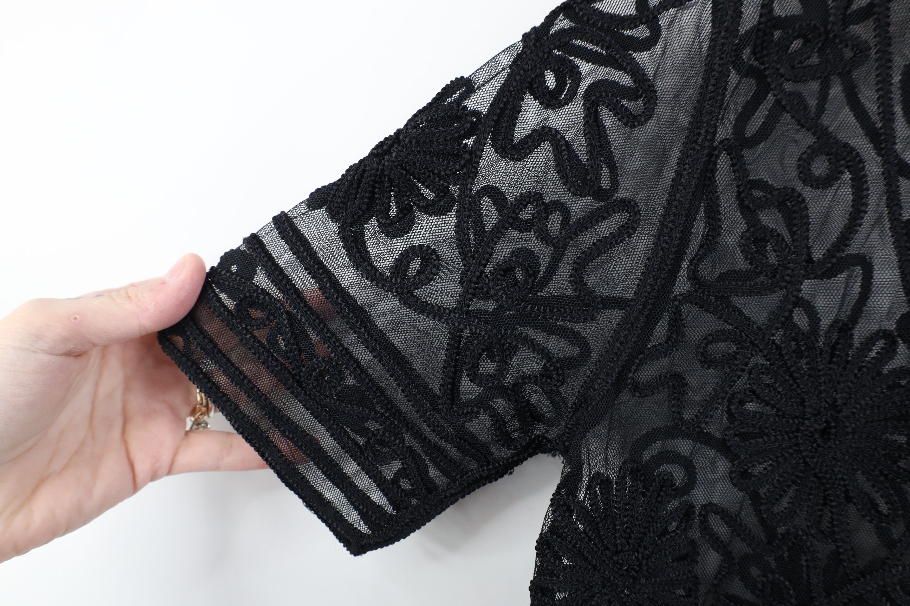 Vintage Vintage 90s Y2K Babydoll Flower Button Cardigan Shirt Black Size S / US 4 / IT 40 - 6 Thumbnail