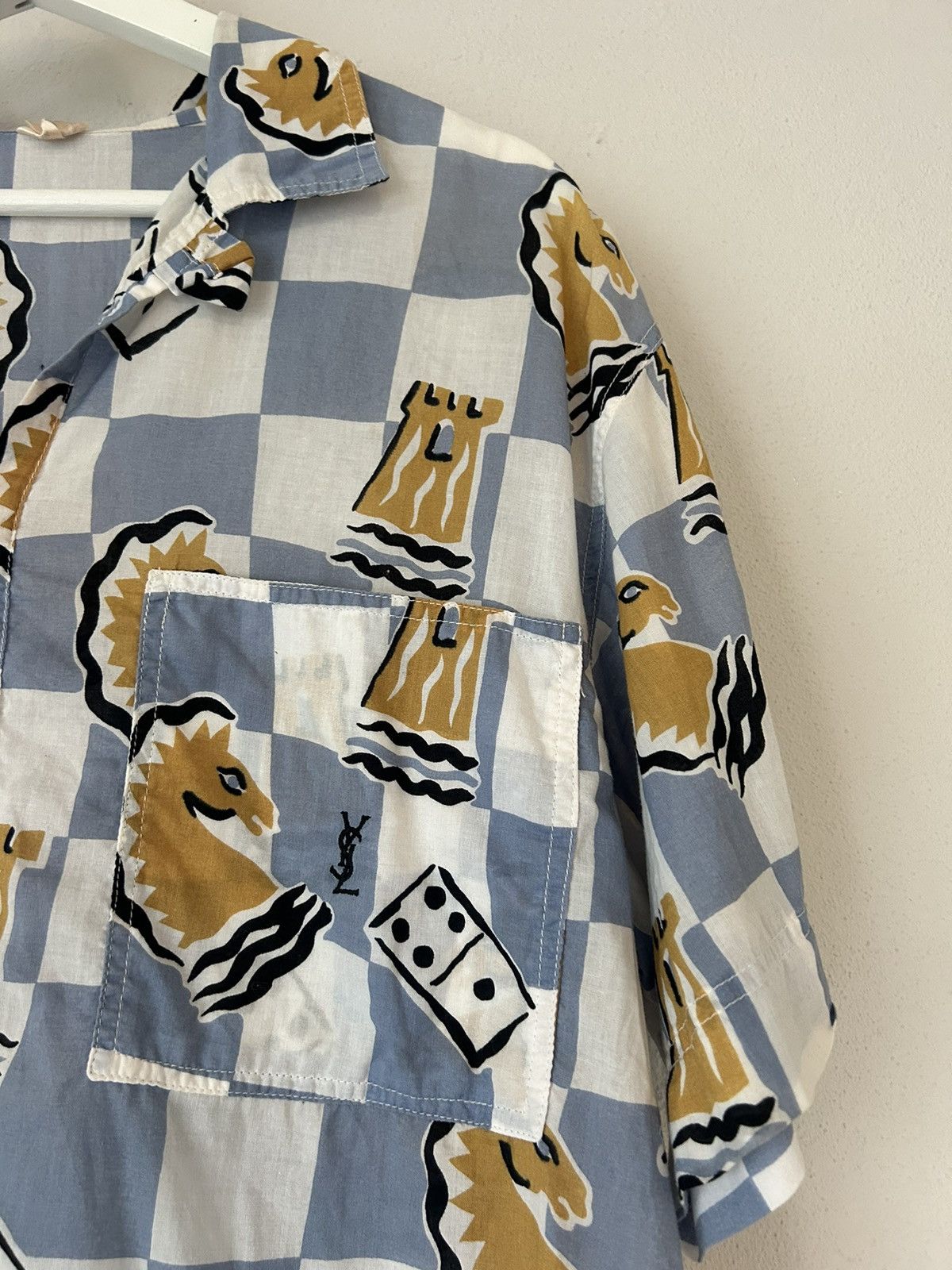 Yves Saint Laurent Chess Print Short Sleeve Shirt Size US M / EU 48-50 / 2 - 4 Thumbnail