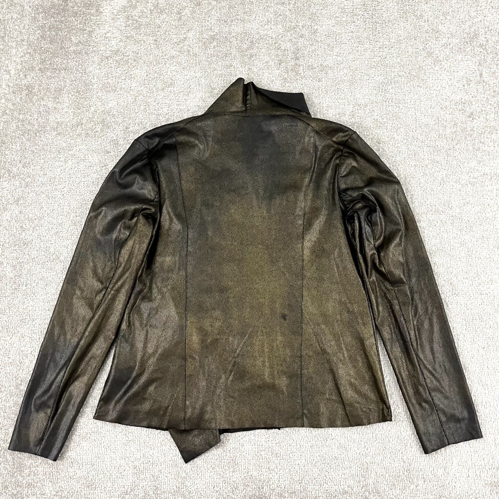 Anthropologie VINTAGE Anthropologie Jacket Womens Large Black Gold Foil Moto Full Zip Asymmetrical Size L / US 10 / IT 46 - 7 Thumbnail
