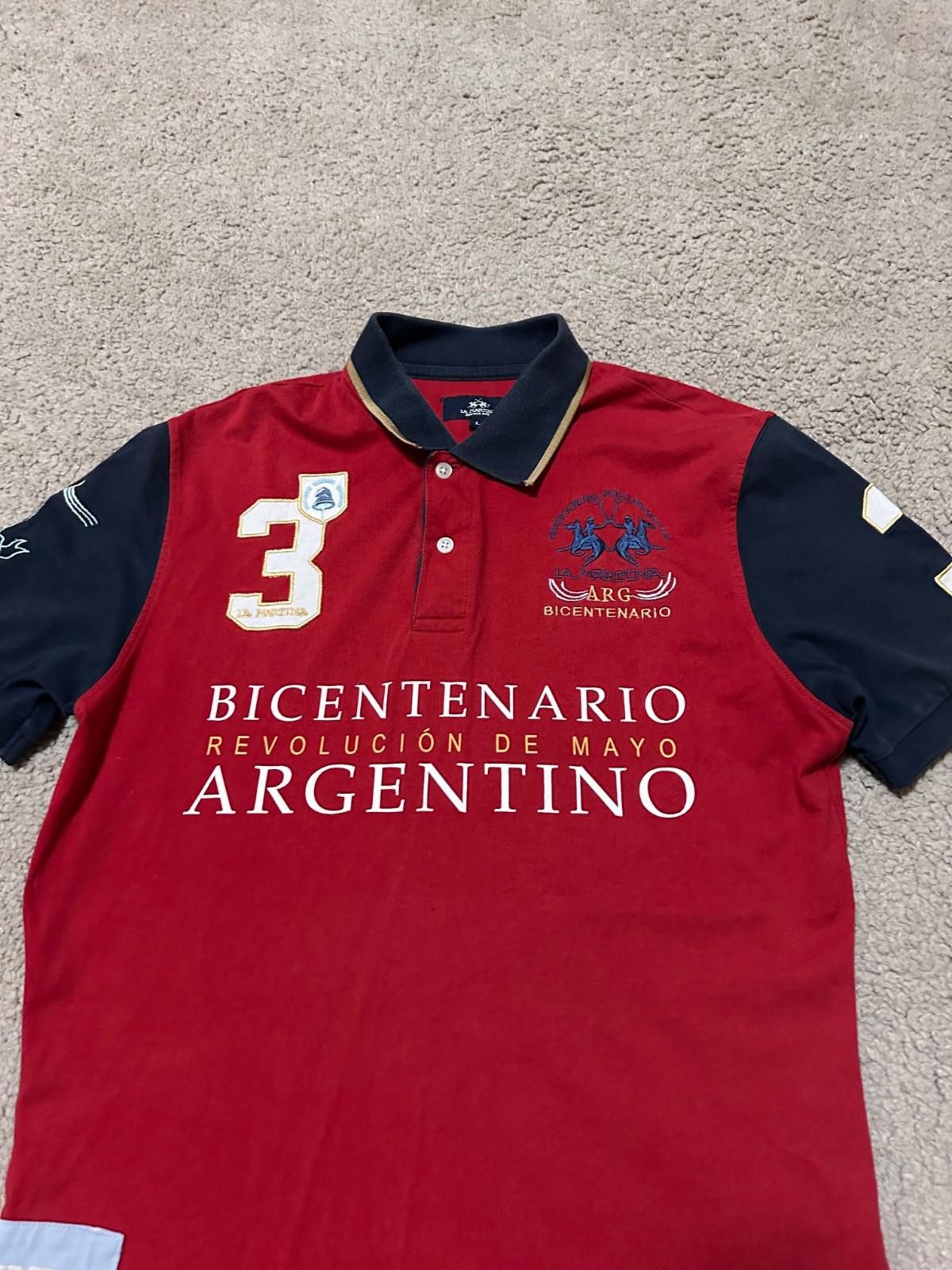 La Martina Vintage La Martina Argentina Polo Shirt Big Logo Rugby Men Size US L / EU 52-54 / 3 - 3 Thumbnail