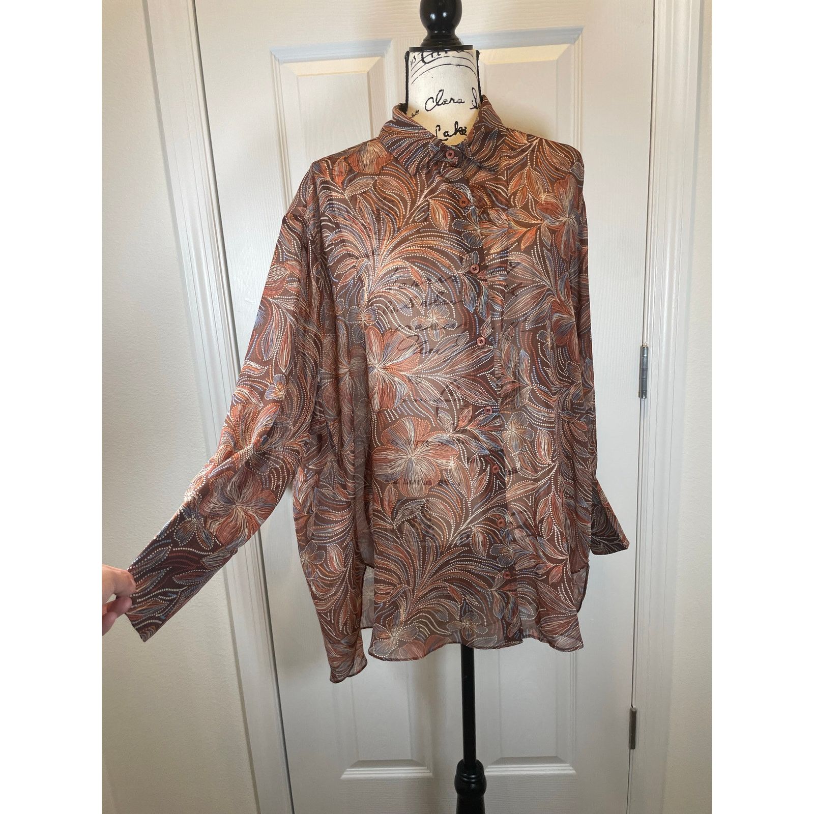 & Other Stories NEW OLIVACEOUS BLOUSE BOHO CHIC OVERSIZED SZ M BROWN FLORAL Size M / US 6-8 / IT 42-44 - 10 Thumbnail