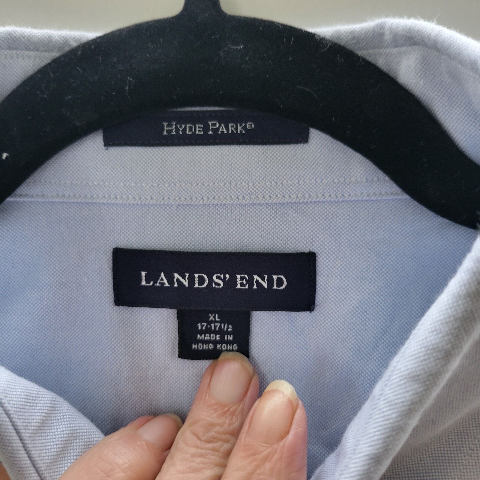Lands' End Lands End Shirt XL (16/35) Blue Trim Fit Button Up Size US XL / EU 56 / 4 - 2 Thumbnail