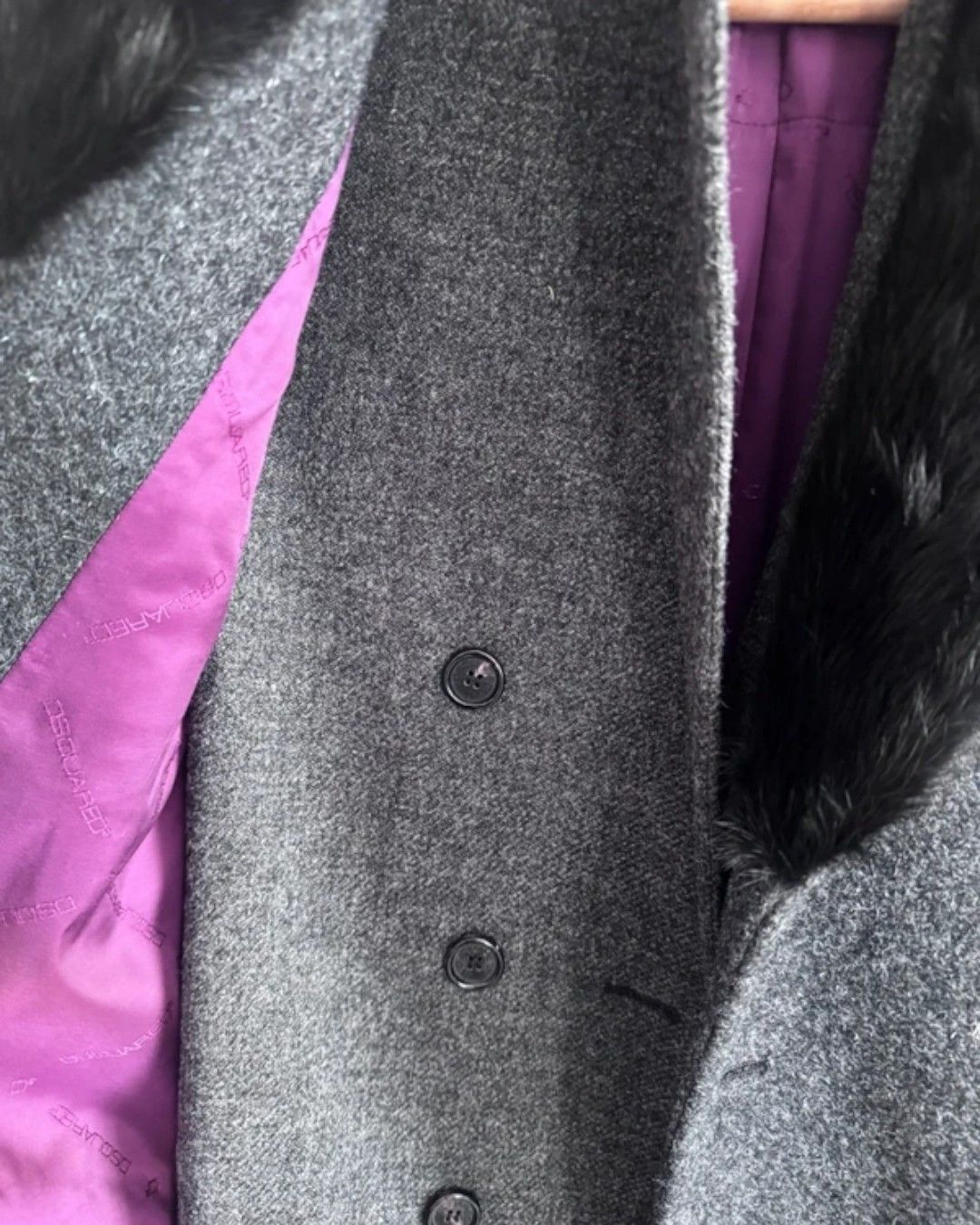 Dsquared2 MINK FUR COLLAR DOUBLE LAYERED WOOL COAT Size US M / EU 48-50 / 2 - 5 Thumbnail