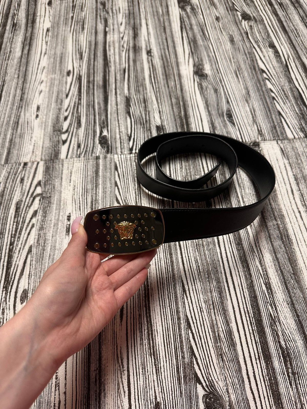 Versace Rare Versace Black Classic Leather Belt Gold Medusa Buckle Size ONE SIZE - 1 Thumbnail