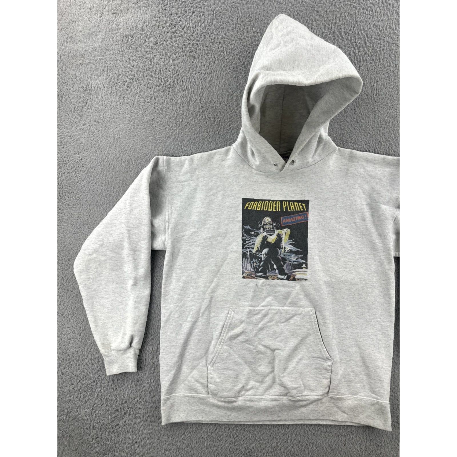 Hanes VINTAGE Hanes Ultimata Cotton Hoodie Gray M Men Graphic Print Forbidden Planet Movie Pullover Heavyweight Long Sleeve Drawstring Adult Medium Size US M / EU 48-50 / 2 - 3 Thumbnail