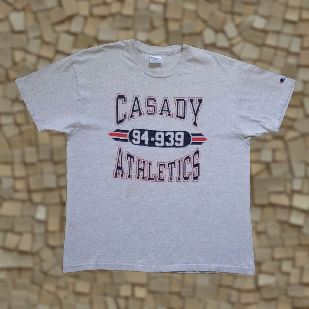 Champion VINTAGE Champion T-Shirt Gray XL USA Made Retro 70s 80s Casady High Oklahoma Sports Mens Shirts Size US XL / EU 56 / 4 - 1 Thumbnail