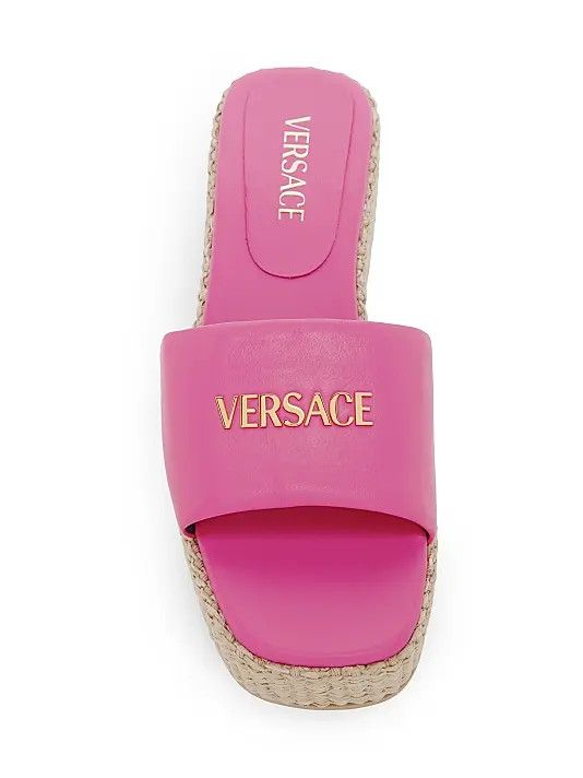 Versace os11x0326 Leather & Raffia Platform Sandals in Pink Size US 6 / IT 36 - 4 Thumbnail