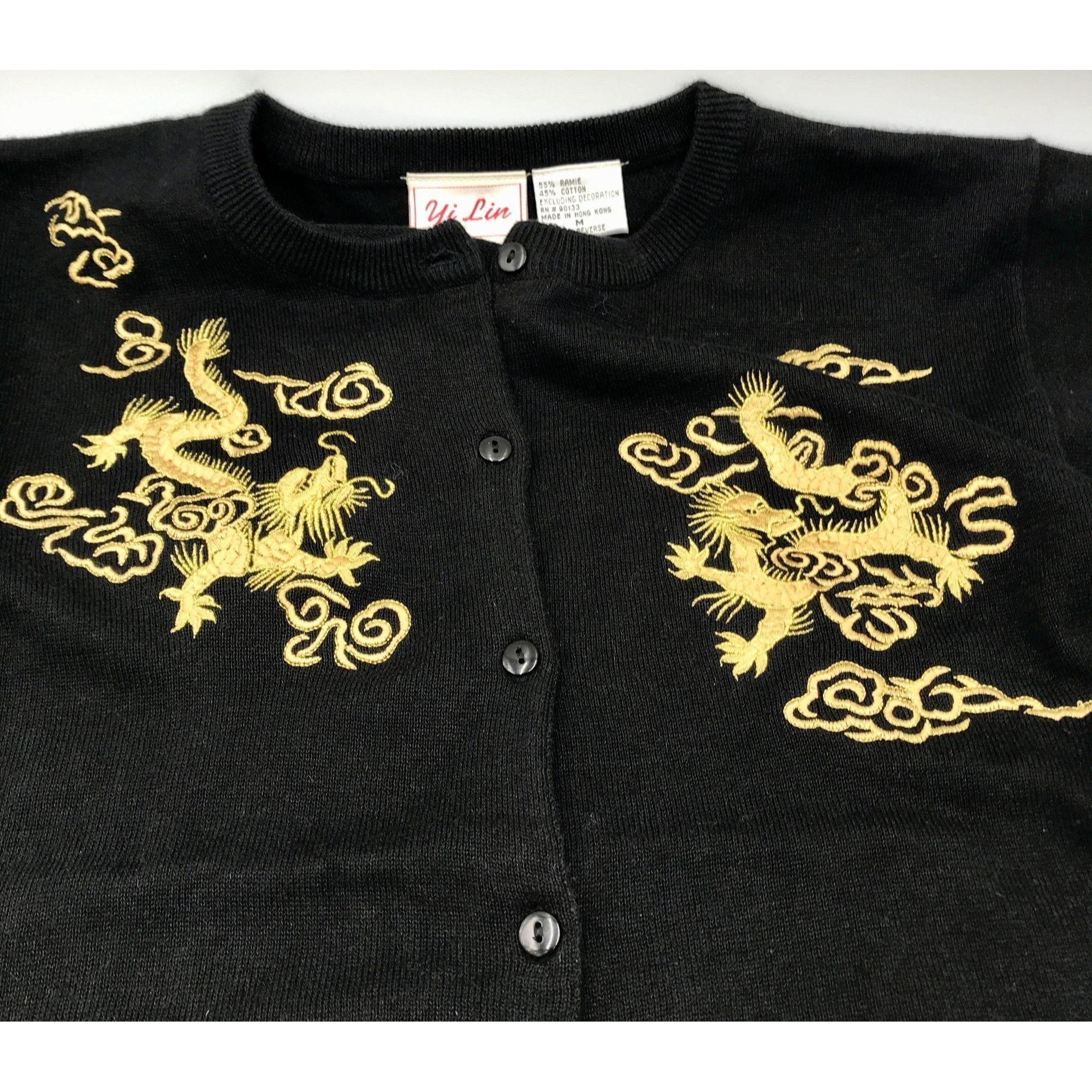 Vintage Yi Lin Dragon Gold Embroidered Button Cardigan Mediu Size M / US 6-8 / IT 42-44 - 2 Thumbnail
