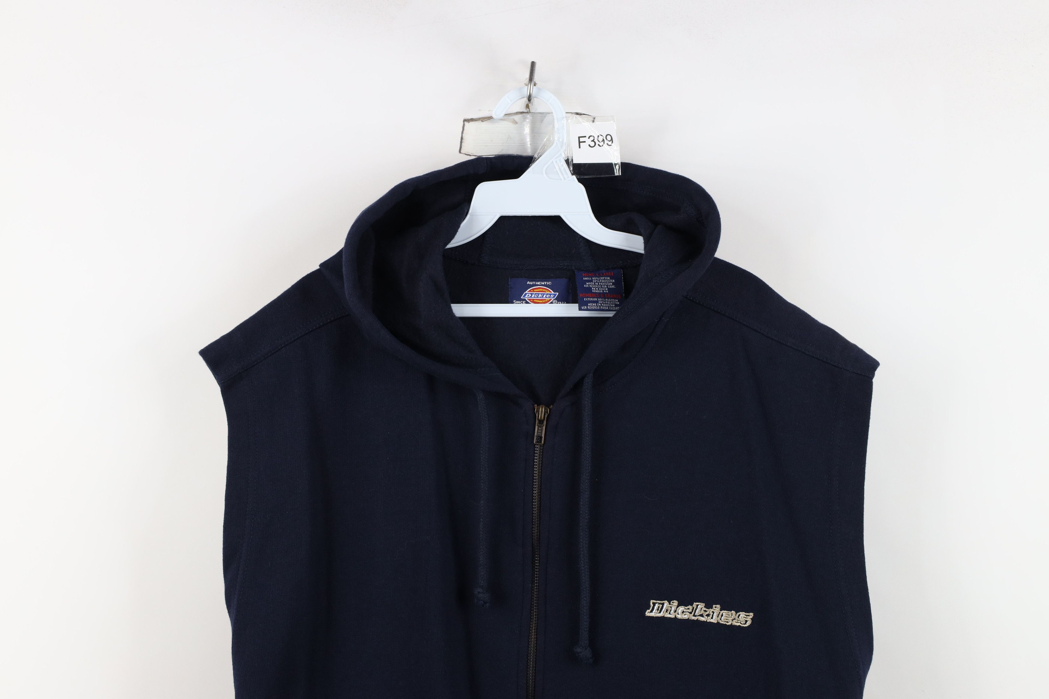 Dickies Vintage 90s Dickies Spell Sleeveless Hoodie Sweatshirt Blue Size US L / EU 52-54 / 3 - 2 Thumbnail