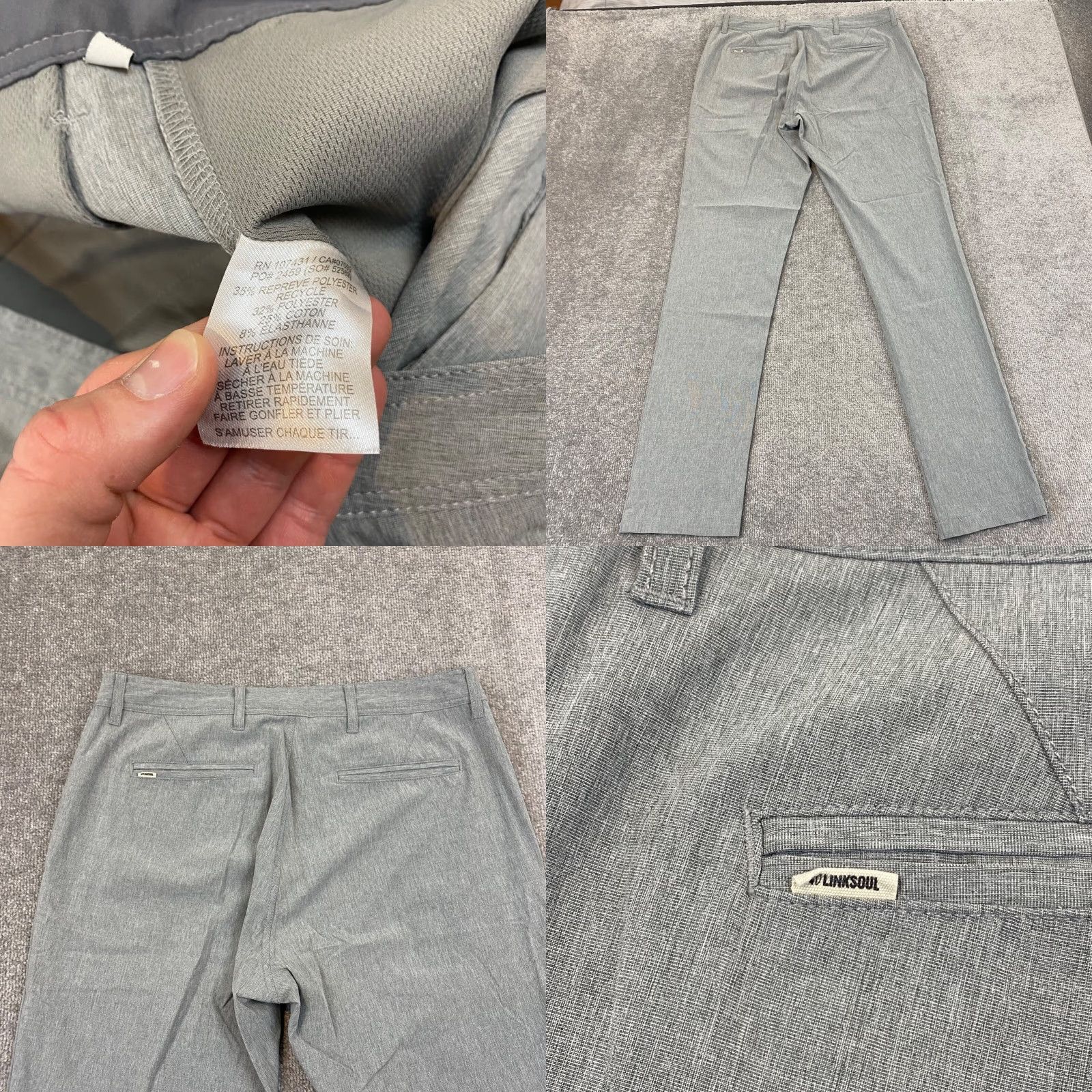 Vintage Linksoul Pants Mens 34x33 Gray Khaki Straight Leg Performance Stretch Golf 52582 Size US 34 / EU 50 - 8 Thumbnail