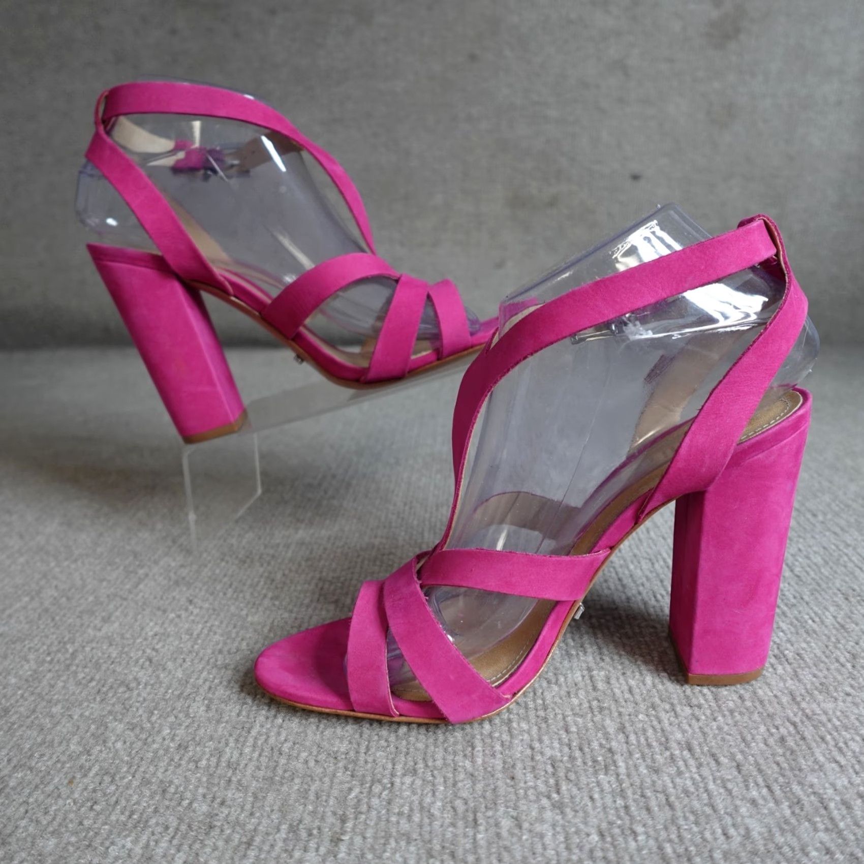 Pinko Schulz Womens Pumps Heel Pink Suede 8.5 Block Buckle Party/Cocktail Size US 9 / IT 39 - 5 Thumbnail