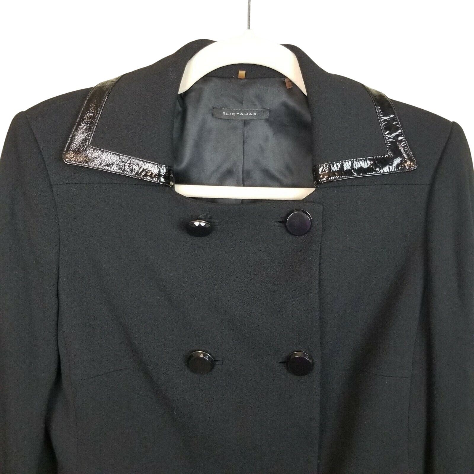 Elie Tahari Elie Tahari Womens Virgin Wool Blazer Leather Trim Size 6 Size M / US 6-8 / IT 42-44 - 2 Thumbnail