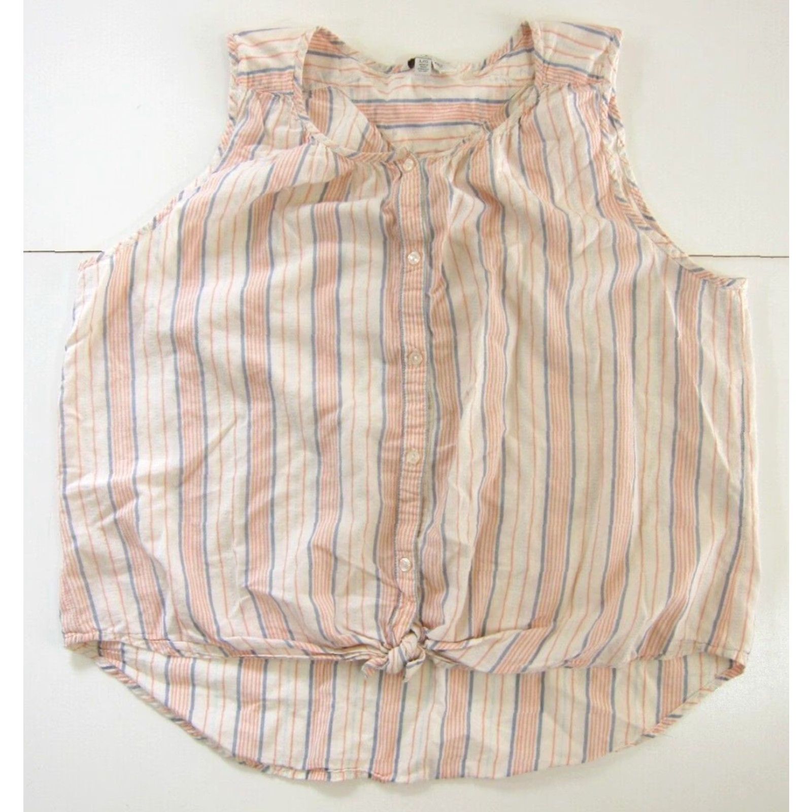 Lucky Brand Lucky Brand Sleeveless Blouse 100% Cotton Pink Blue Stripe Tunic L Women Shirt Size L / US 10 / IT 46 - 7 Thumbnail