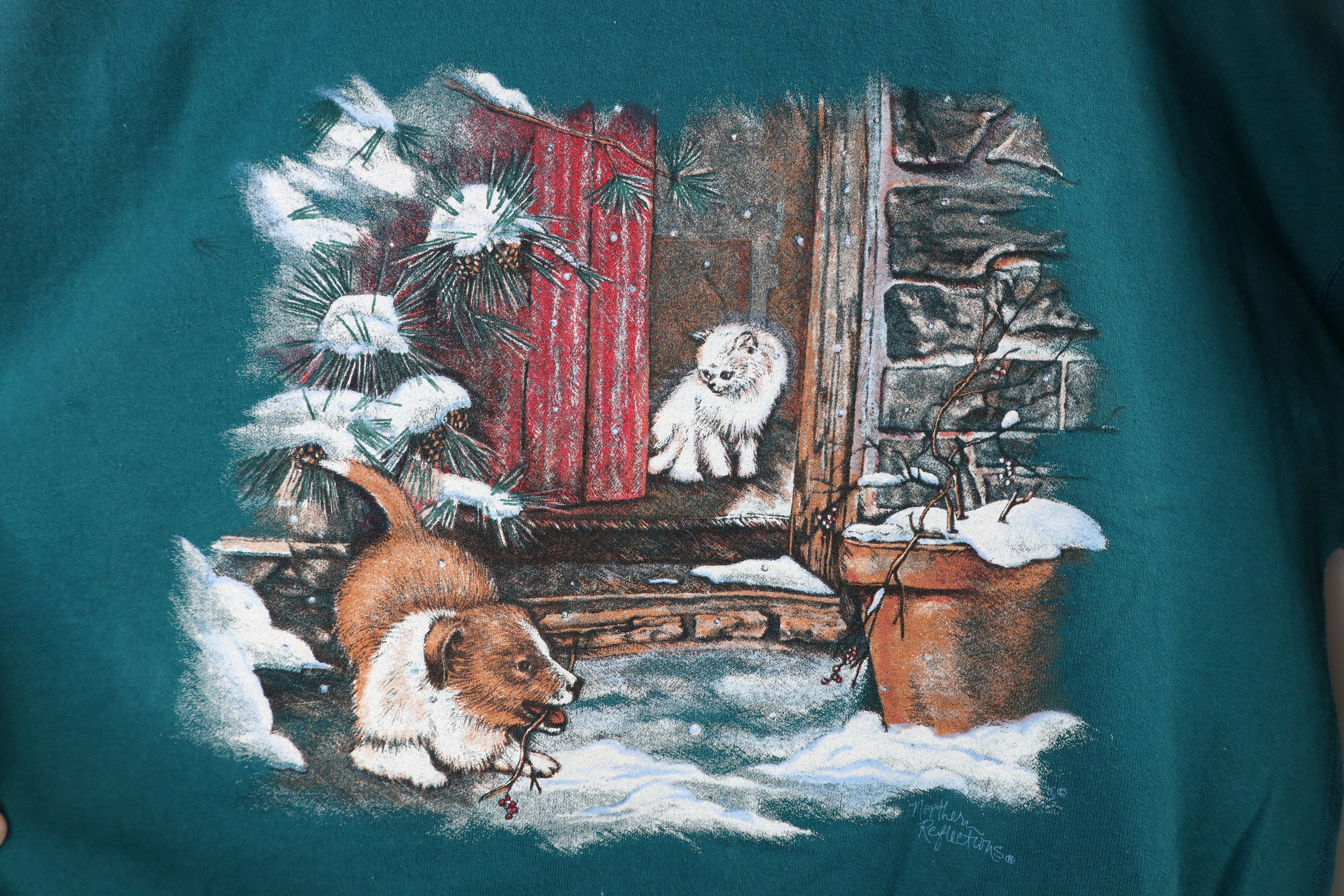 Vintage Vintage 90s Country Primitive Dog Cat Kitten Sweatshirt Size M / US 6-8 / IT 42-44 - 4 Thumbnail