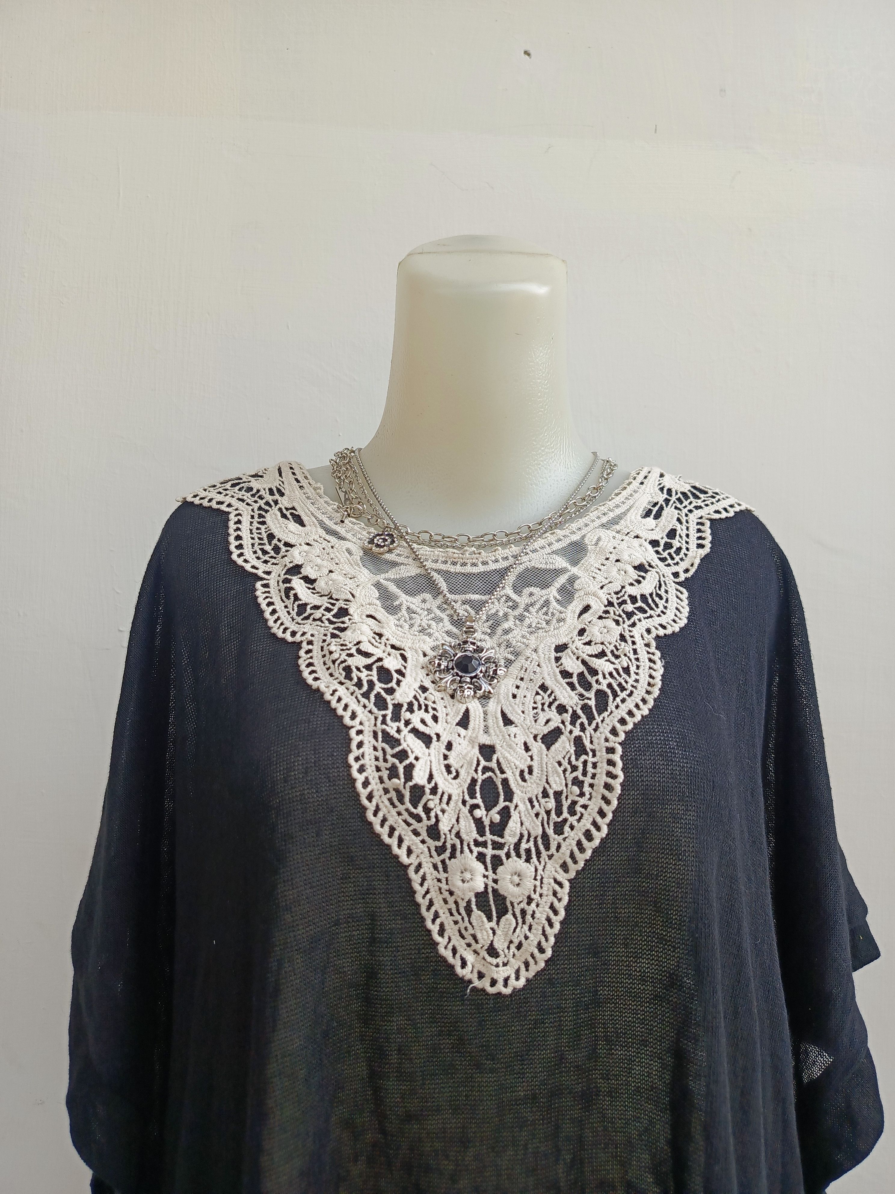 Japanese Brand Ventviolet Lace Trim Blouse Size M / US 6-8 / IT 42-44 - 2 Thumbnail