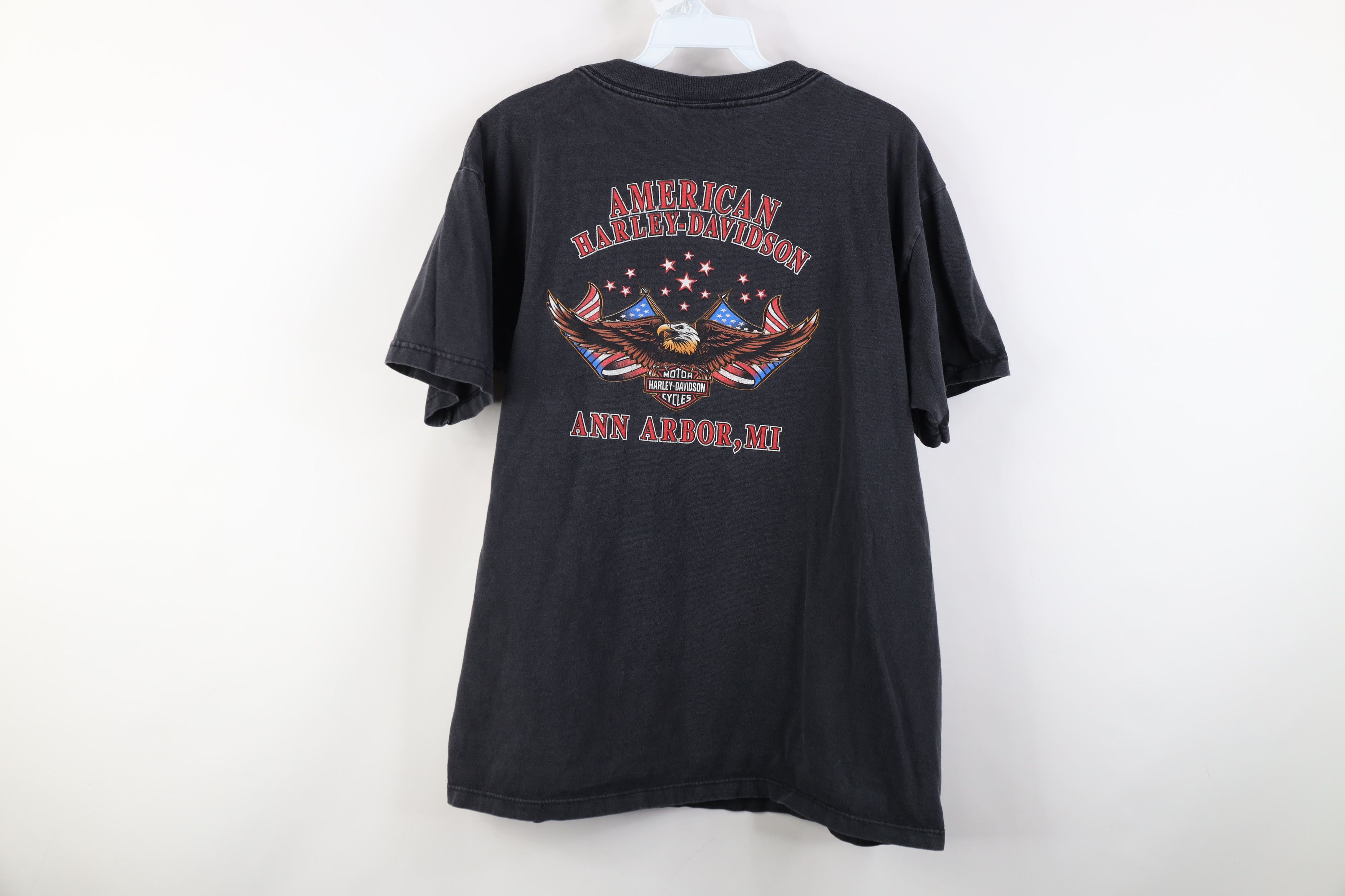 Harley Davidson Vintage Y2k 2002 Harley Davidson Eagle Flag T-Shirt USA Size US L / EU 52-54 / 3 - 12 Thumbnail