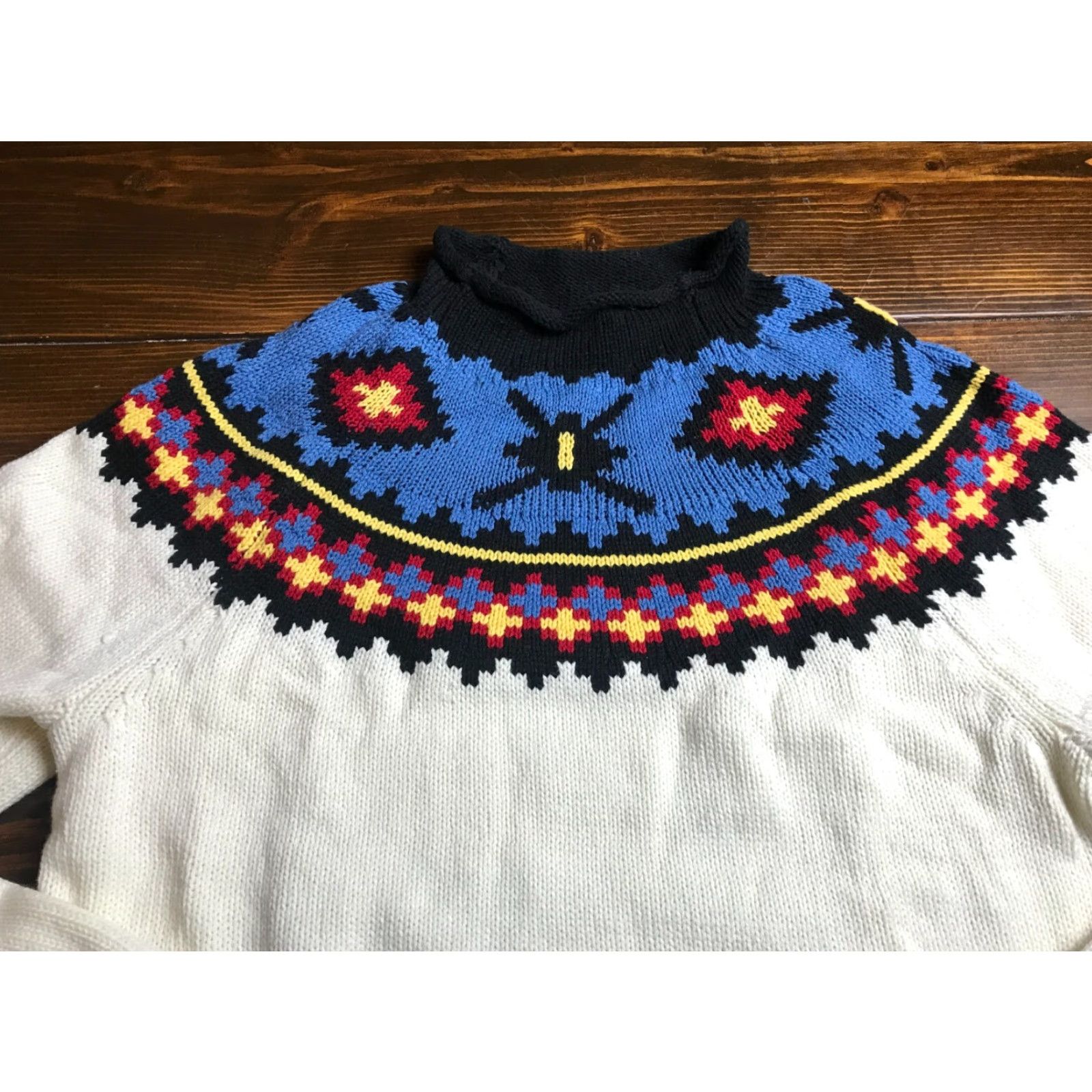 Chaps Chaps Sweater Women's Size Medium Cream Blue Aztec Pullover Size M / US 6-8 / IT 42-44 - 3 Thumbnail