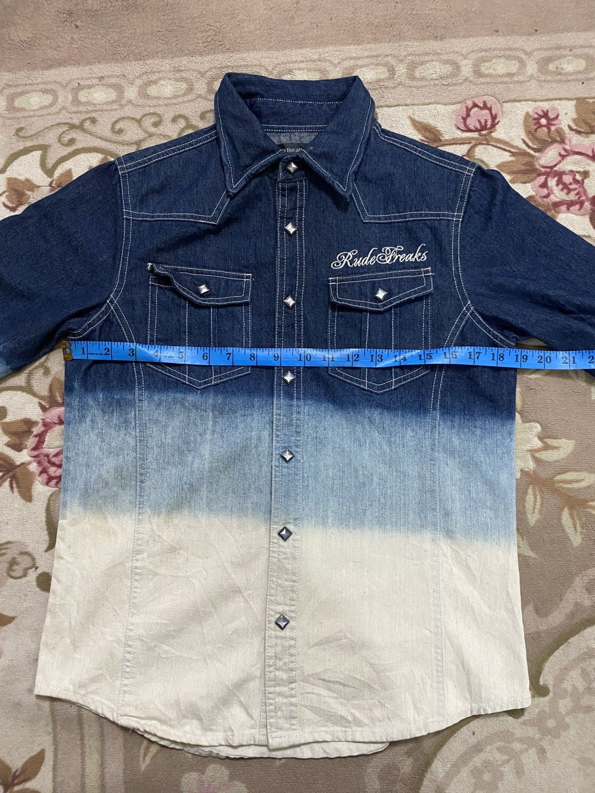 Designer × In The Attic × Japanese Brand INC Denim Western Shirt Blue Ombre 2 Pocket Button Up Size US M / EU 48-50 / 2 - 13 Thumbnail