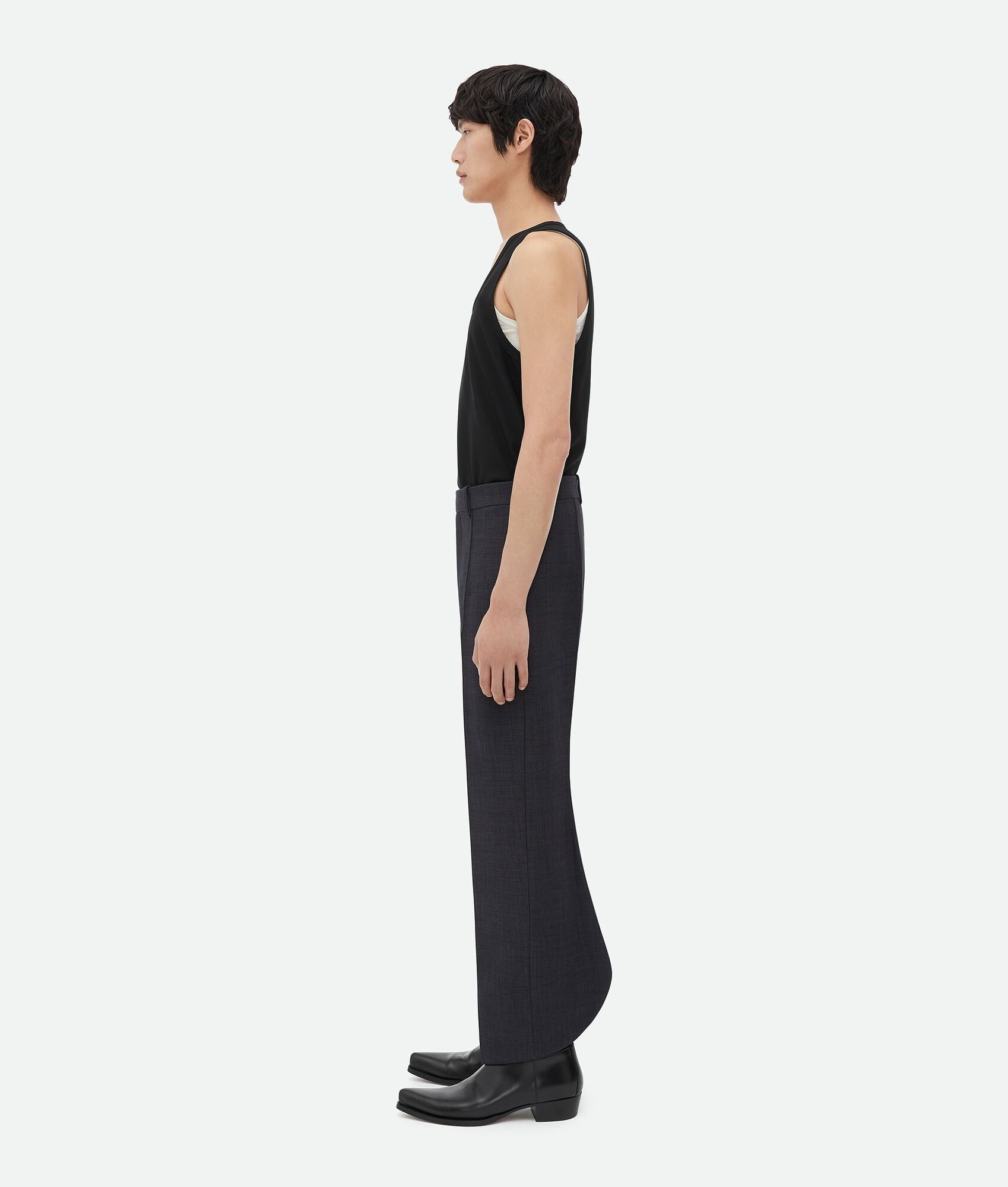 Bottega Veneta o1n1vont1224 Curved Shape Wool Trousers in Andesite Melange Size US 34 / EU 50 - 2 Thumbnail