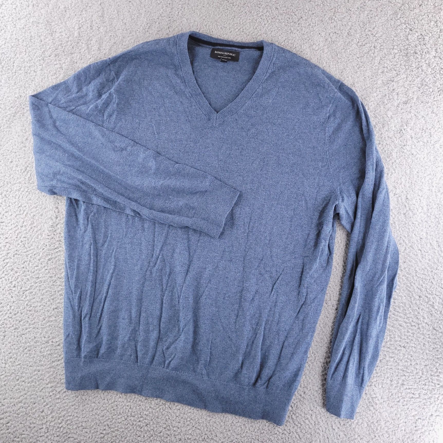 Banana Republic Banana Republic Sweater Mens XL Blue Luxe Yarn Blend V Neck Cotton Cashmere Size US XL / EU 56 / 4 - 2 Thumbnail