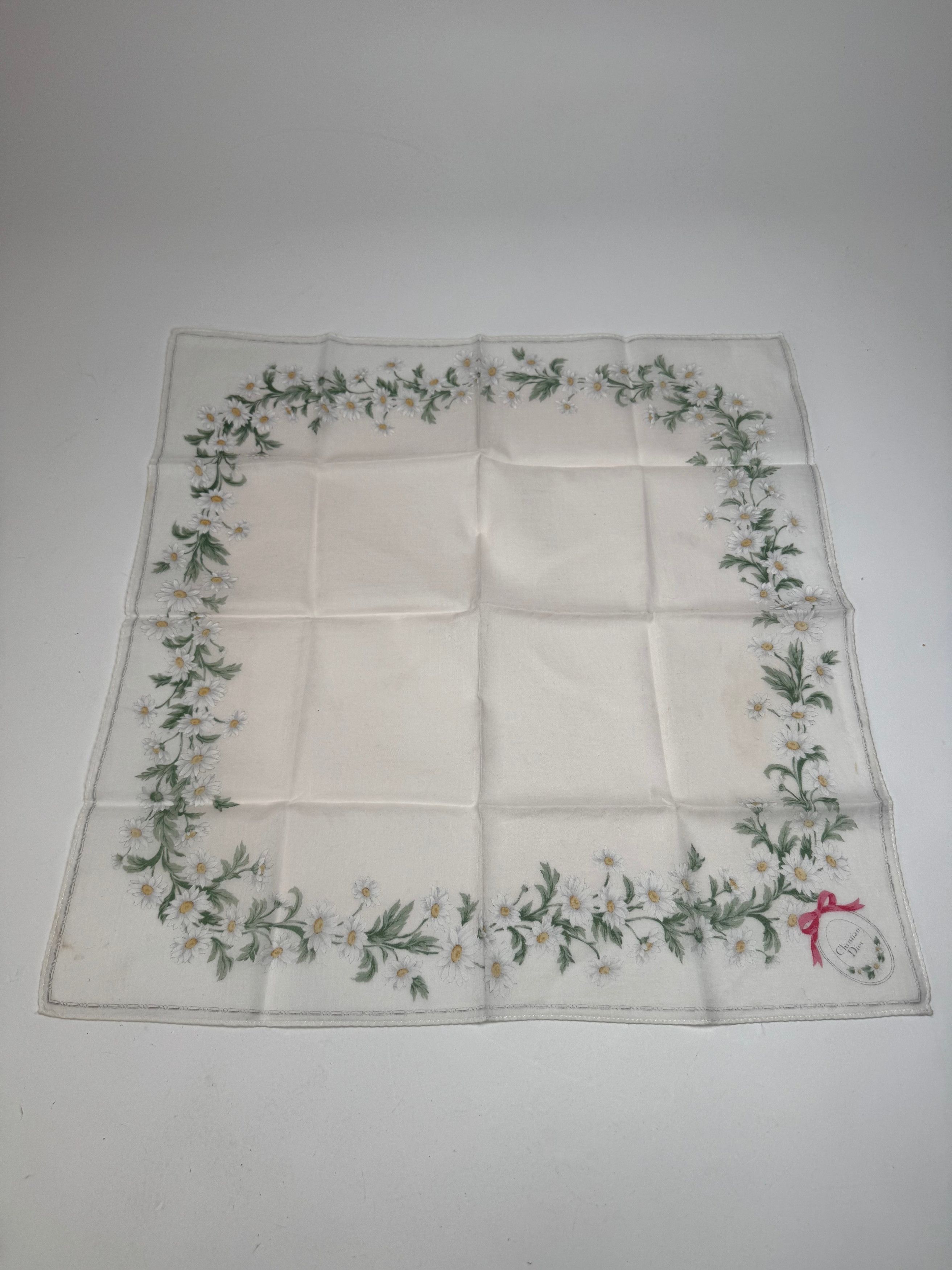 Dior Vintage Floral Scarf White Green Rose Size ONE SIZE - 1 Thumbnail