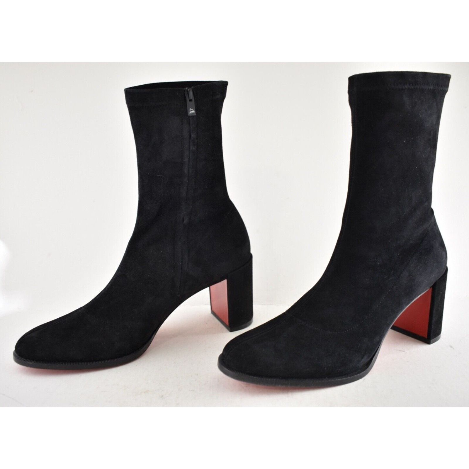 Christian Louboutin Christian Louboutin Stretchadoxa 70 Black Suede Block Heel Size US 7 / IT 37 - 13 Thumbnail