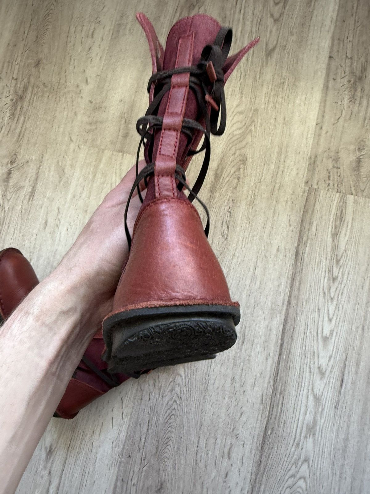 Kickers Kickers Red Leather Avant-Garde Back Lace Boots EU 38 Size US 7.5 / IT 37.5 - 24 Thumbnail