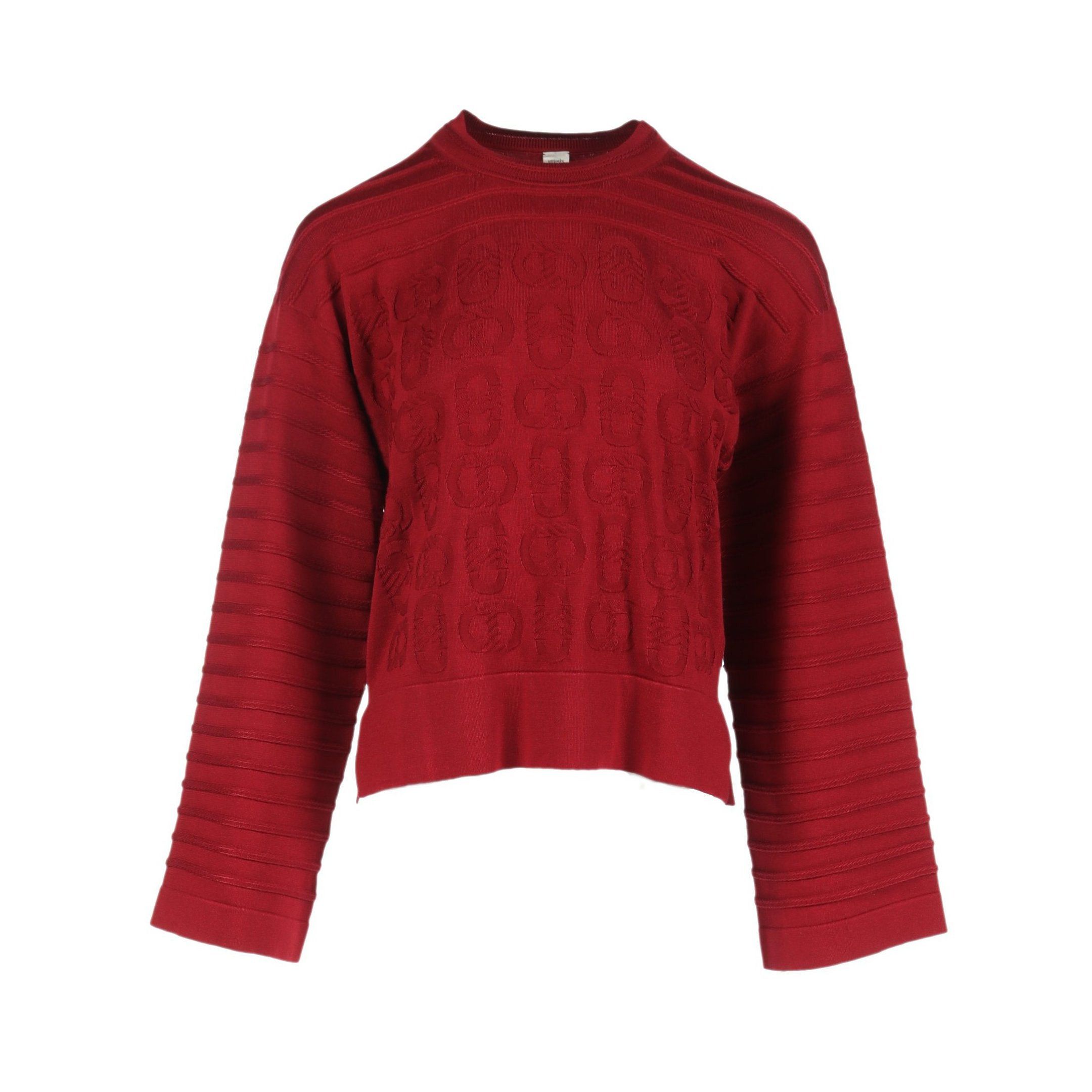 image of Hermes Chaîne D'ancre Knit Long Sleeve Silk Burgundy, Women's