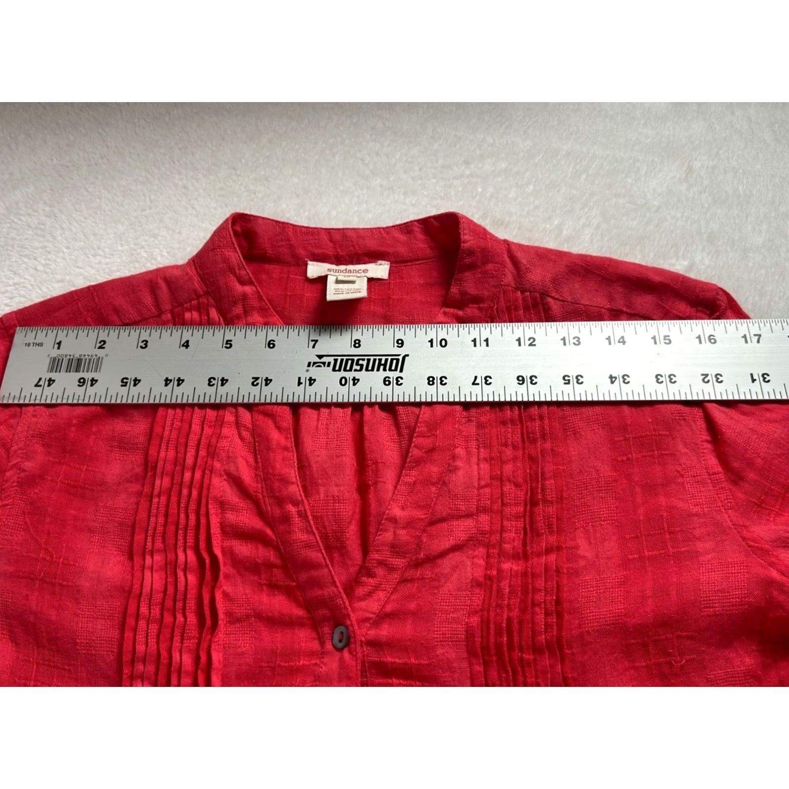 Vintage Sundance Womens Pintuck Red Plaid Cotton Button-Down Tunic Top Blouse Medium Size M / US 6-8 / IT 42-44 - 6 Thumbnail
