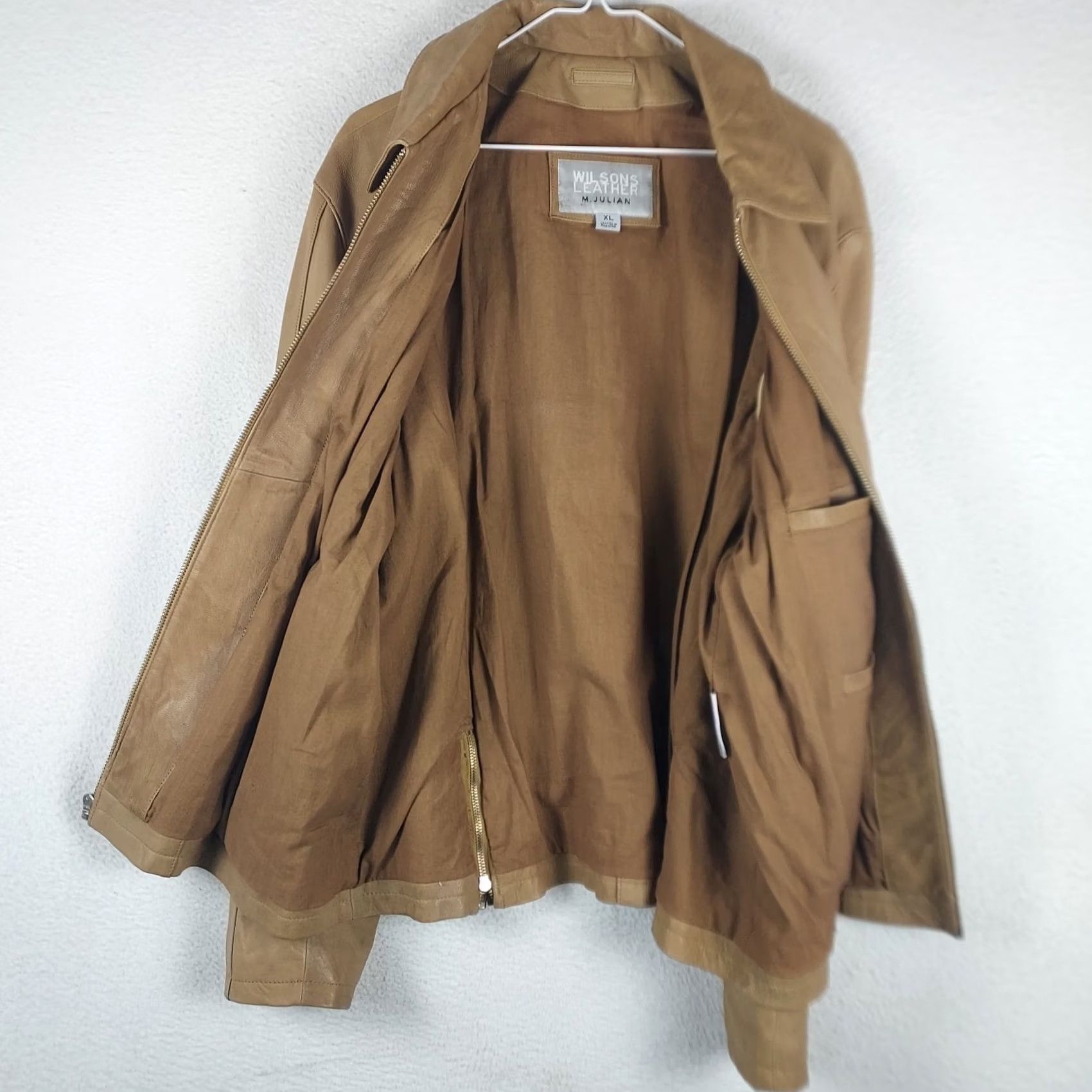 Vintage M & M Wilsons M Julian Leather Jacket Mens XL Brown Zip Bomber Coat Jacket Regular Fit Classic Style Size US XL / EU 56 / 4 - 3 Thumbnail