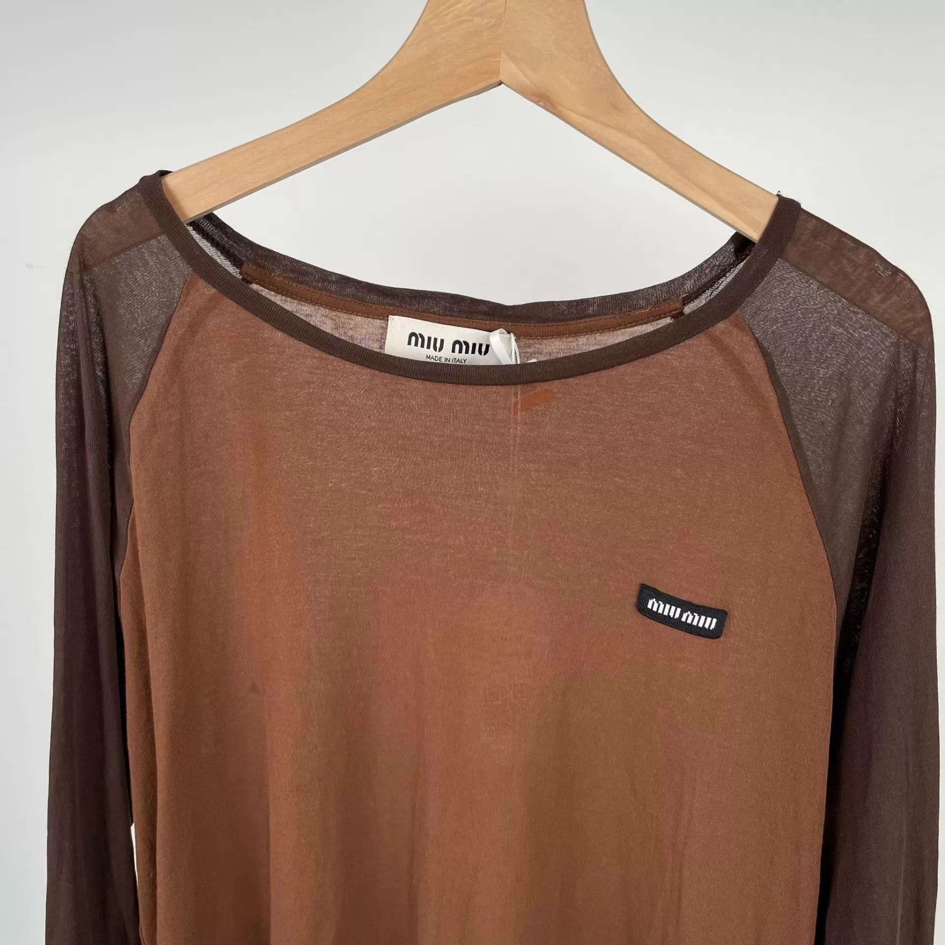 Miu Miu MIU MIU Women's Color Blocked Brown Long Sleeve S Size S / US 4 / IT 40 - 7 Thumbnail