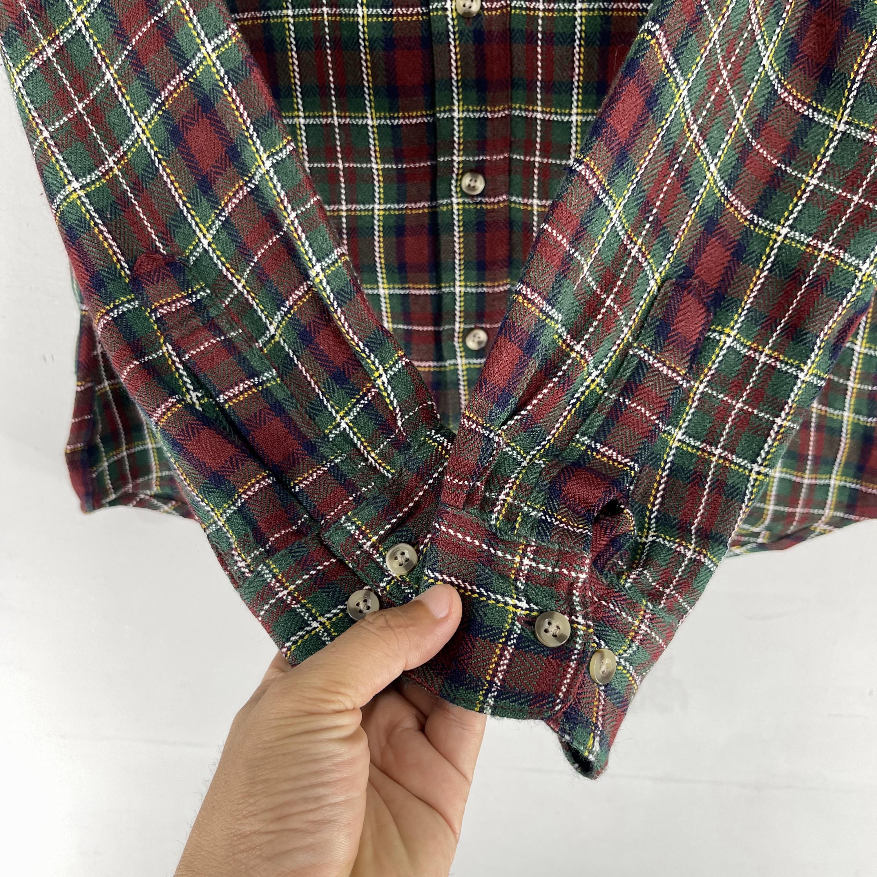 Designer × Flannel × Vintage Vintage GIANNI VALENTINO Plaid Red/Green Tartan Flannel Size US M / EU 48-50 / 2 - 6 Thumbnail