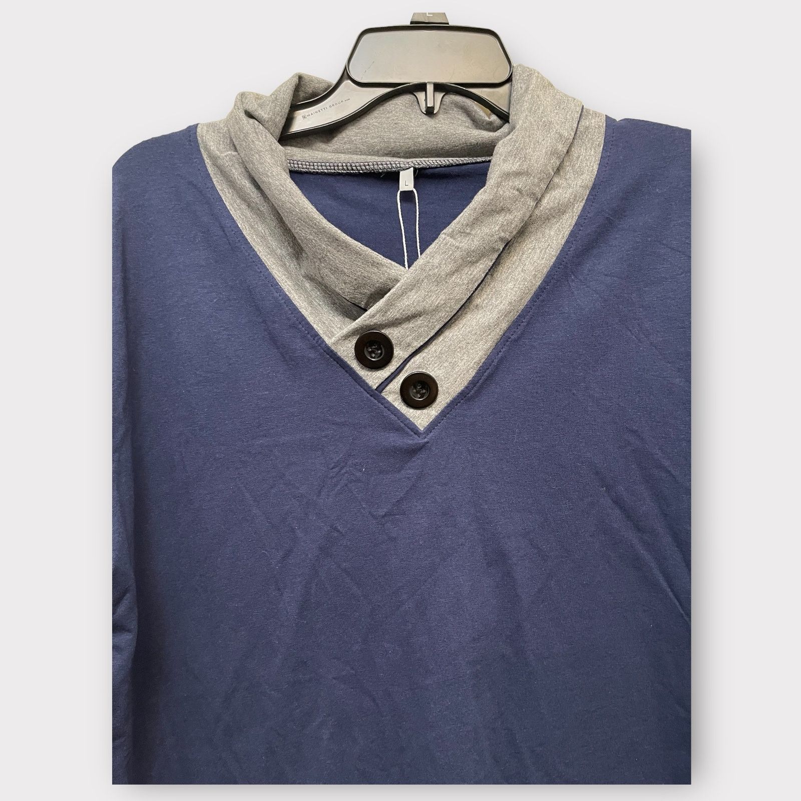 Unknown London Aiyino Blue Top Shirt Blouse buttons Long Sleeve Sz L NEW Size L / US 10 / IT 46 - 3 Thumbnail