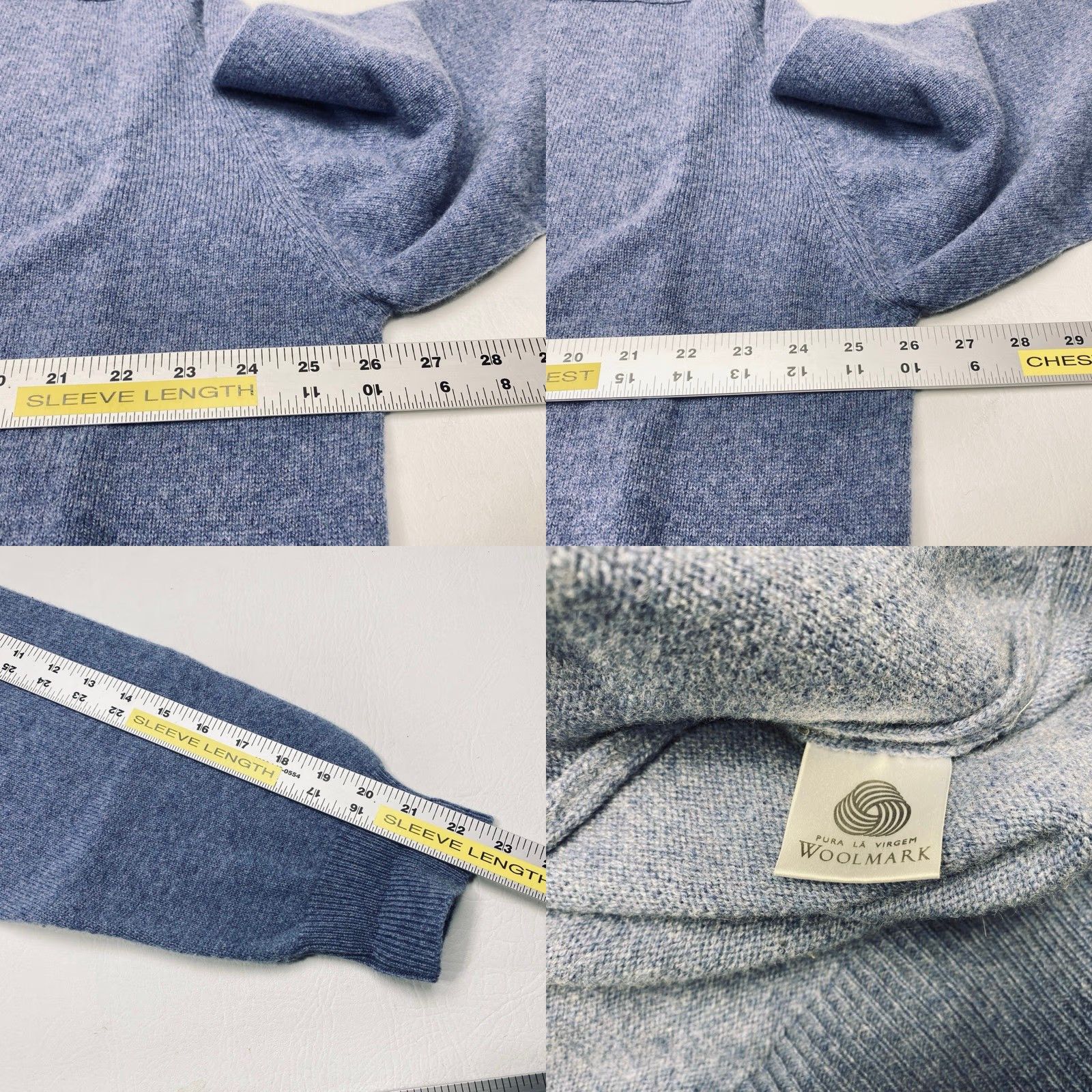 Market Quill's Woollen Market Womens 2XL Blue 100% Purew New Wool V-Neck Sweater Size XXL / US 16-18 / IT 52-54 - 8 Thumbnail