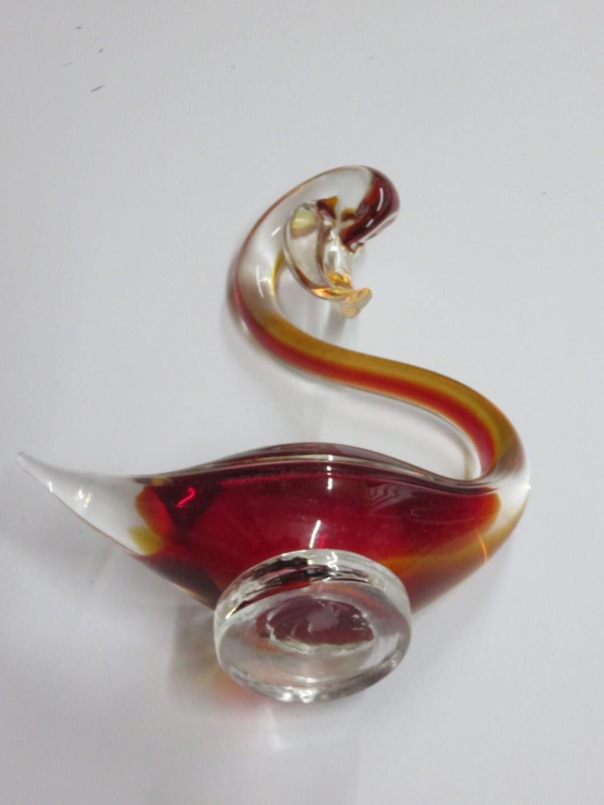 Other Vintage Glass Swan Clear and Brown Paperweight Art Glass 8" Size ONE SIZE - 3 Thumbnail