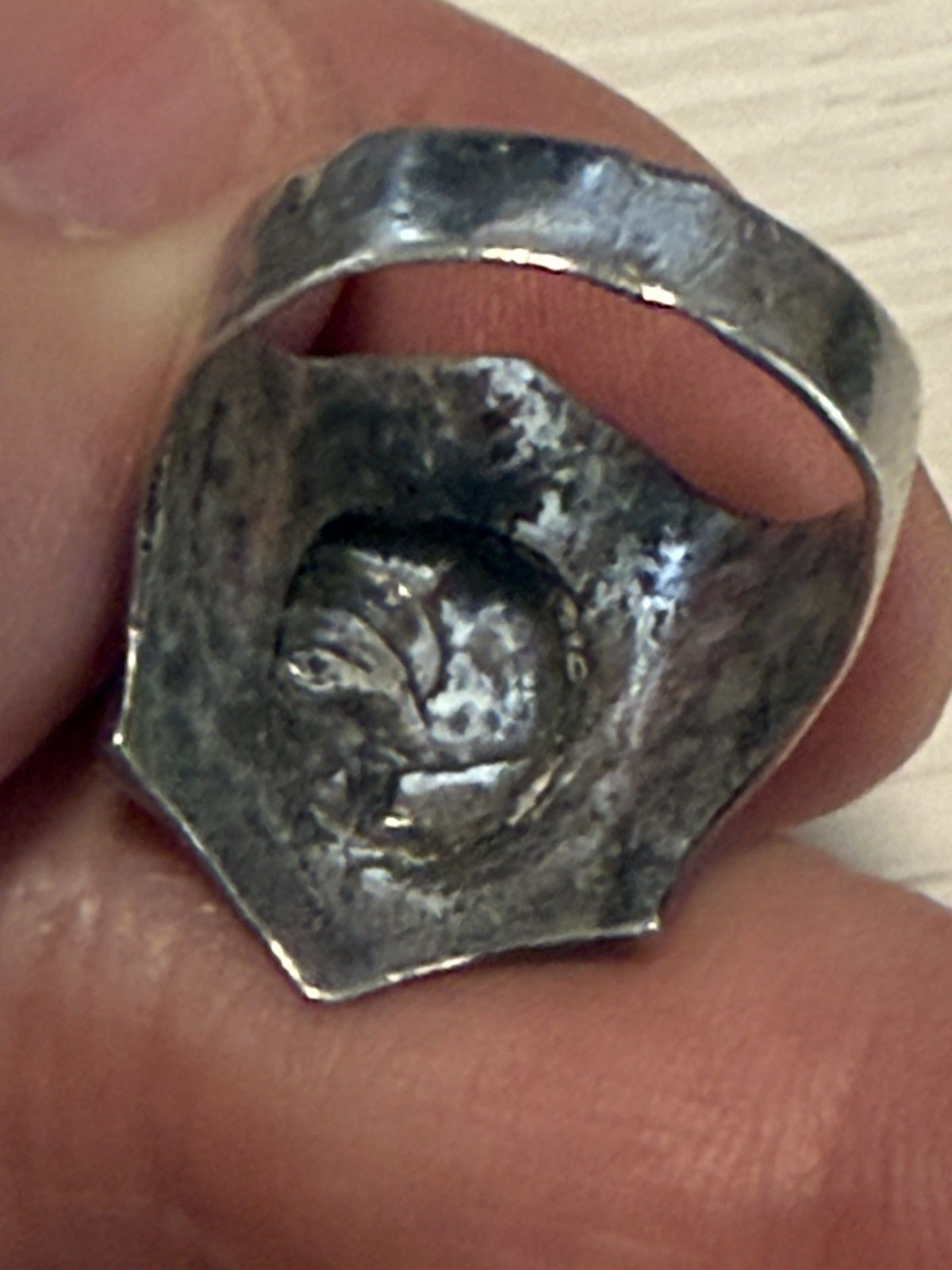 Vintage Very Rare 1946 WW2 Korea Horseshoe Silver ring Size ONE SIZE - 4 Thumbnail