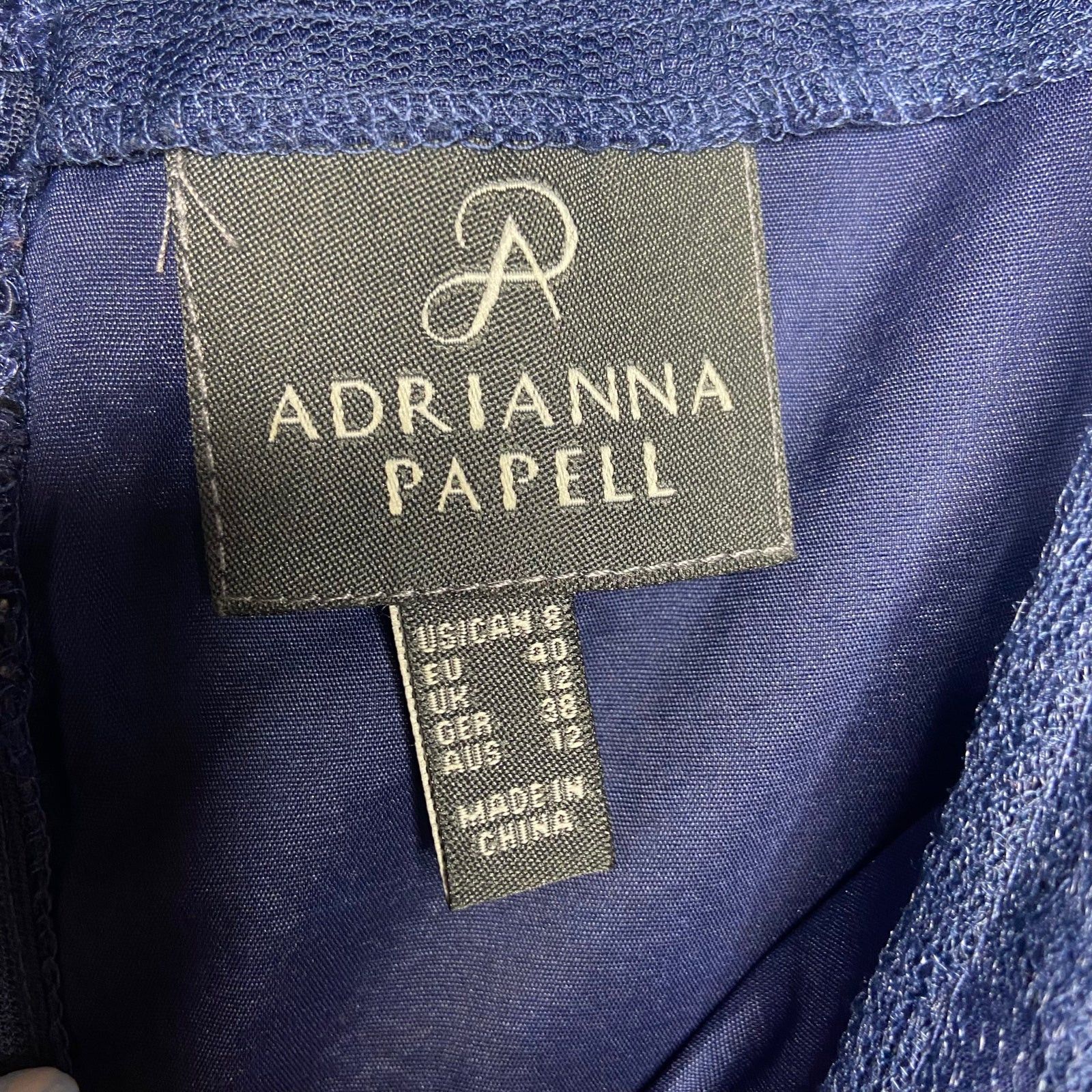 Adrianna Papell Adrianna Papell Semi Sheer Embroidery Navy Shirt Dress Size M / US 6-8 / IT 42-44 - 5 Thumbnail
