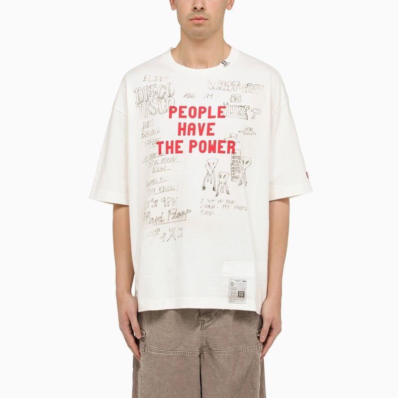 image of Maison Mihara Yasuhiro White Cotton Oversize T-Shirt With Print, Men's (Size Large)