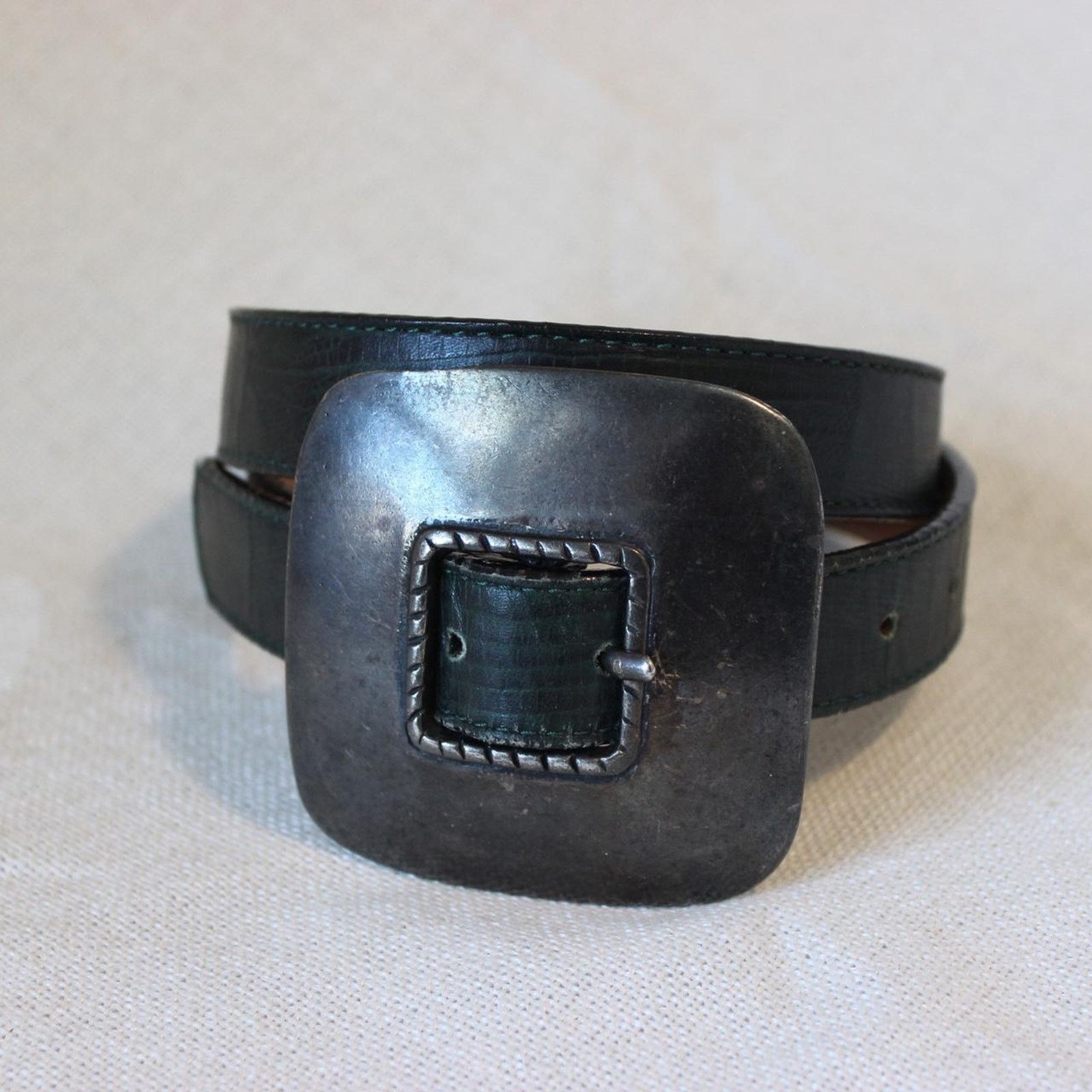Other Vintage Deep Green Leather Belt Size ONE SIZE - 2 Thumbnail