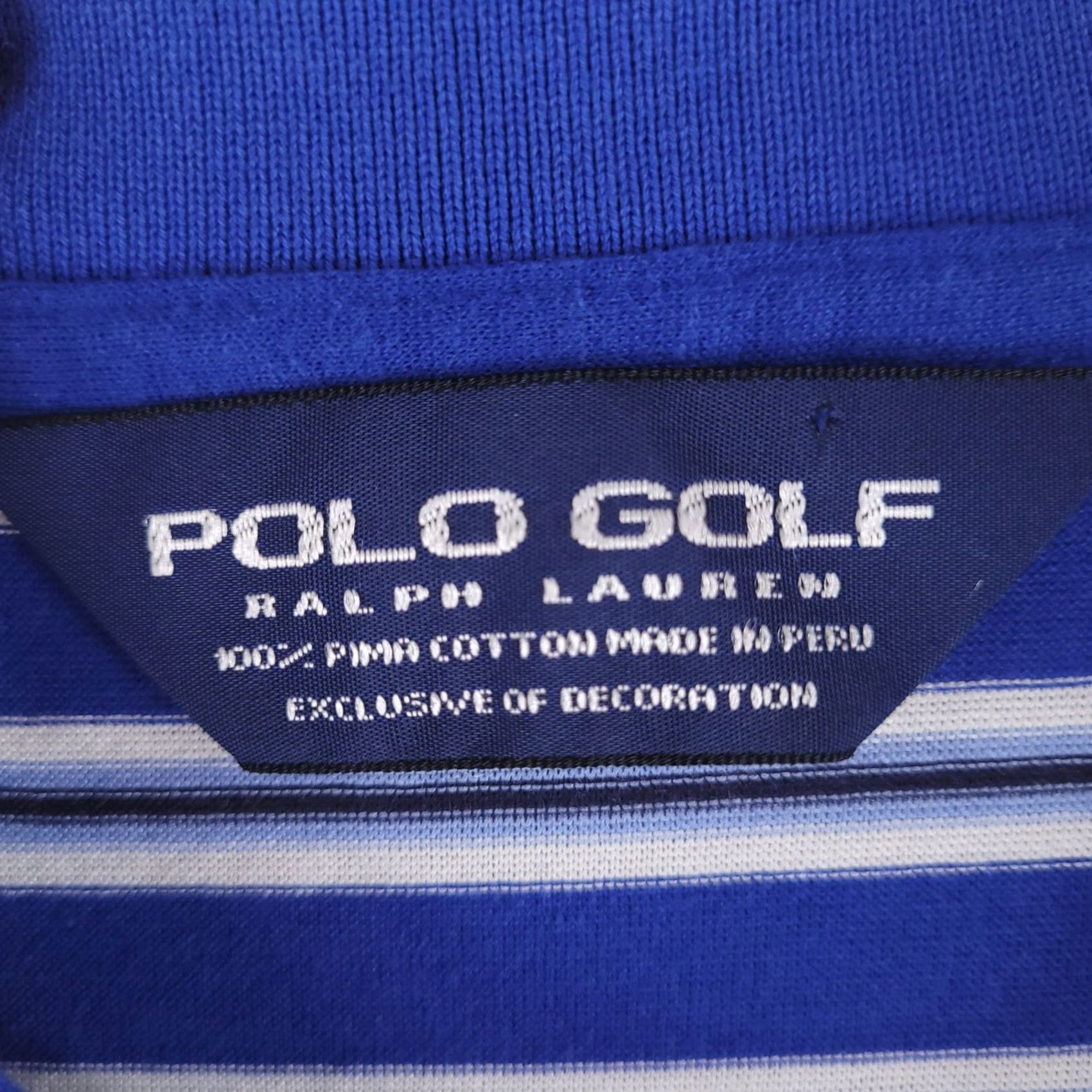 Polo Ralph Lauren Polo Golf Shirt Mens Large Blue Stripe Polo Pima Cotton Relaxed Fit Size US L / EU 52-54 / 3 - 2 Thumbnail