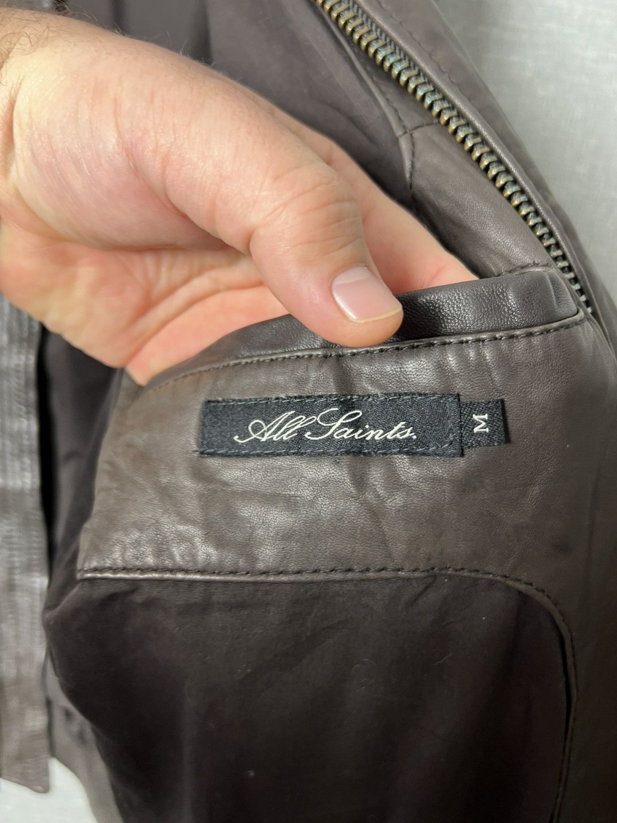 Allsaints Vintage AllSaints Leather Brown Bomber Jacket Men’s Size M Size US M / EU 48-50 / 2 - 21 Thumbnail