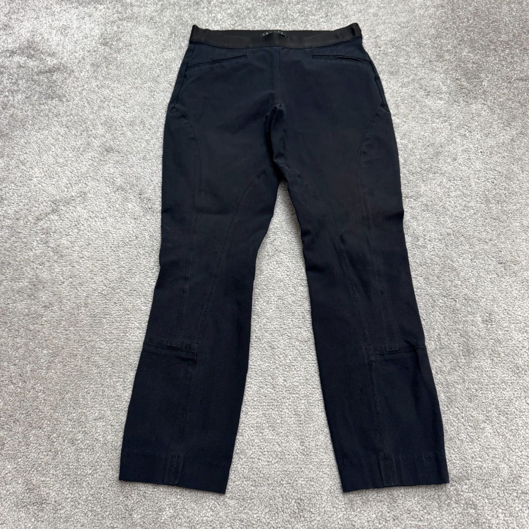 Theory Theory Women's Pants Pull On Ankle Mid Rise 2 Black 25.5in Inseam Cotton Blend Stretch Breathable Easy Care Logo Flat Front Regular Size 26" / US 2 / IT 38 - 2 Thumbnail
