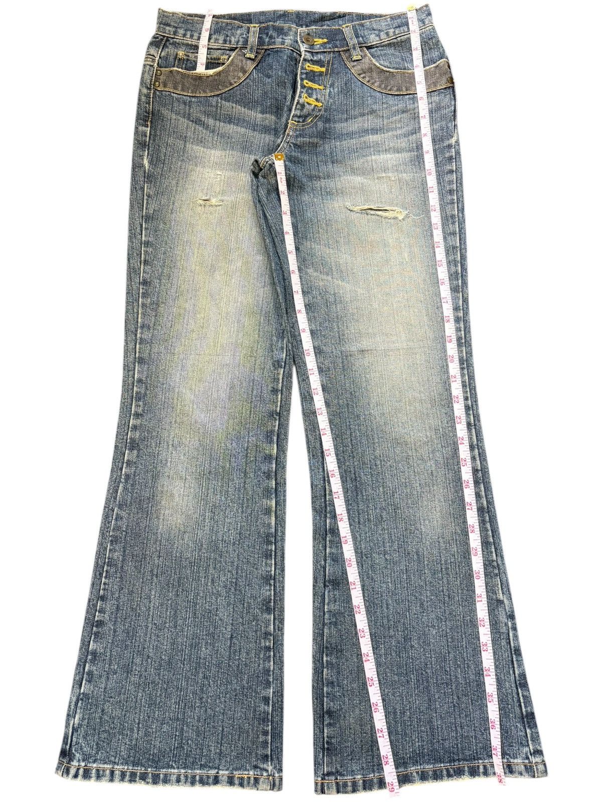 Diesel Vintage Japanese Brand Faded Wash Distress Flare Jeans Size 29" - 7 Thumbnail