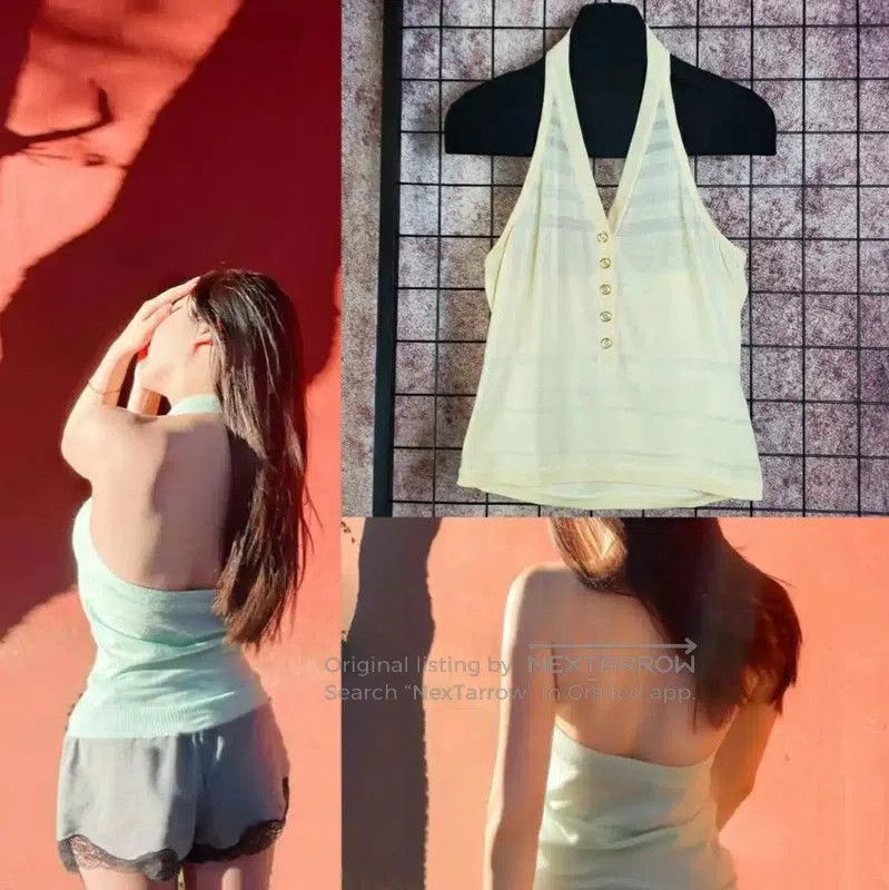 Dior Summer Beige Cotton Embroidered Tank Top .