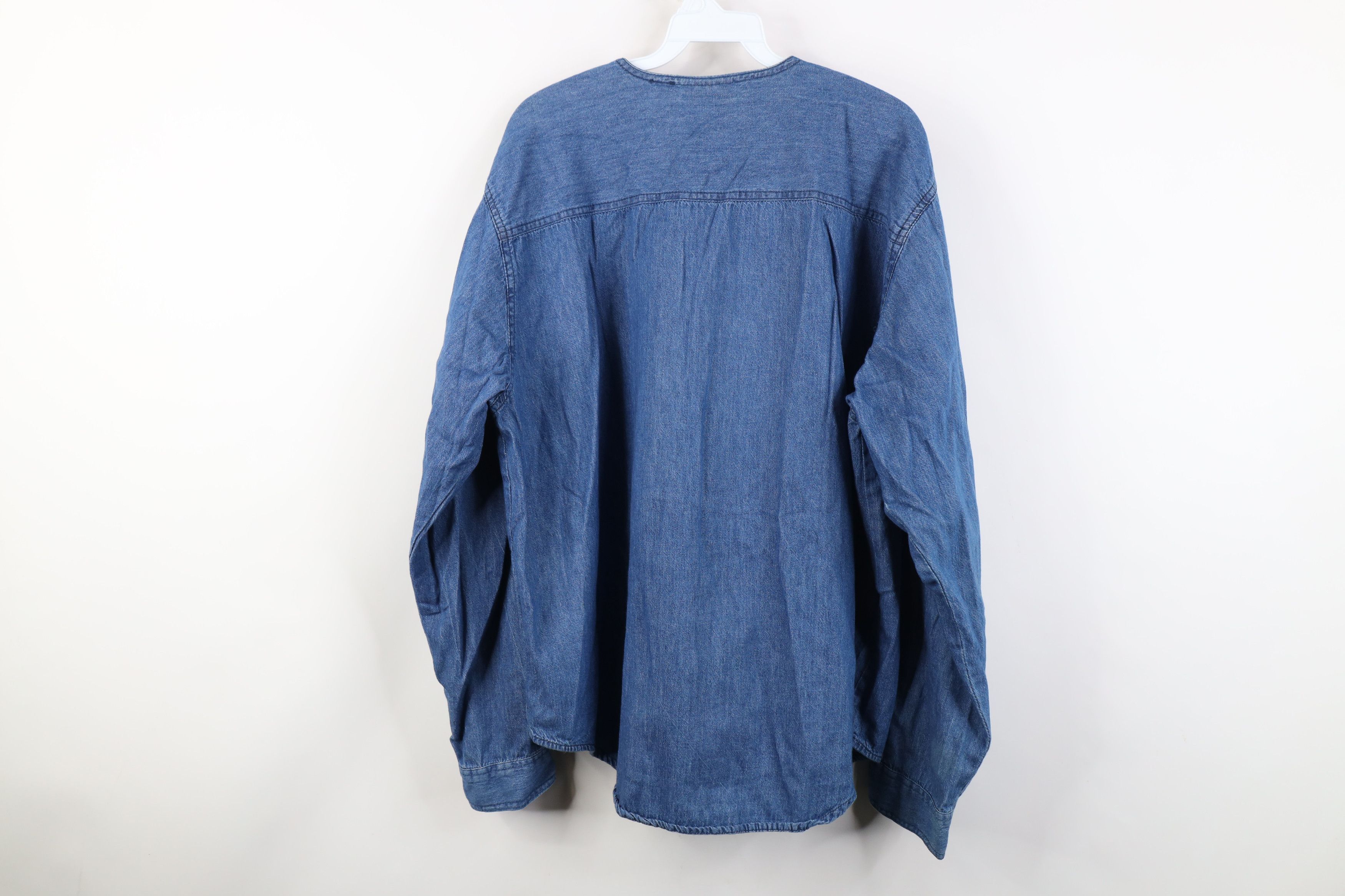 Vintage Vintage 90s Streetwear Abstract Sunflower Denim Button Shirt Size 3XL / US 20-22 - 14 Thumbnail