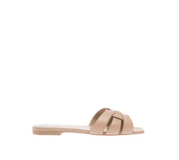 image of Gucci Saint Laurent Tribute Mules In Smooth Leather Size 39 in Beige, Women's