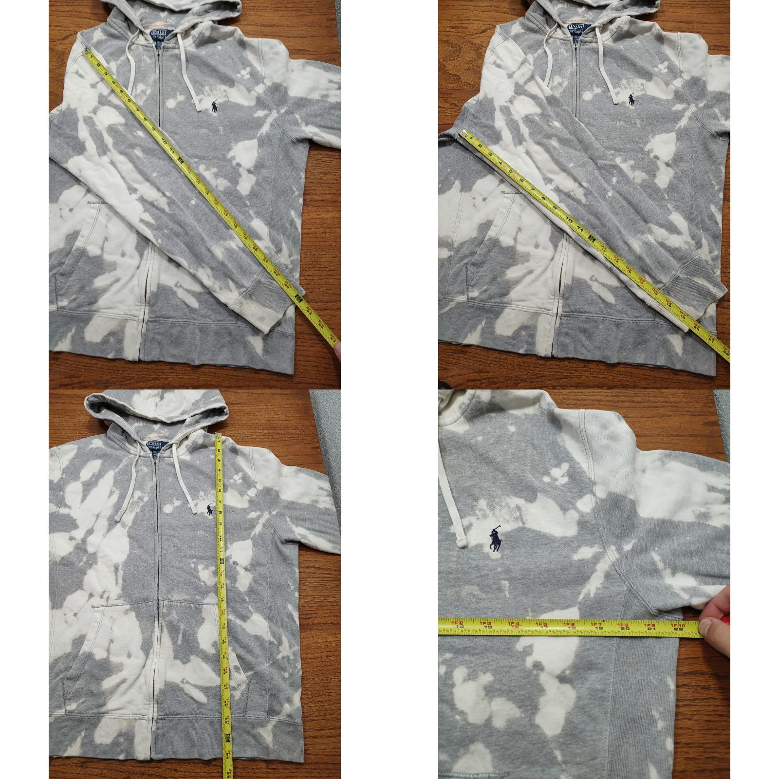 Polo Ralph Lauren VINTAGE Polo Ralph Lauren Full Zip Hoodie Sweatshirt Gray Tie Dye Acid Wash M Mens Size US M / EU 48-50 / 2 - 9 Thumbnail