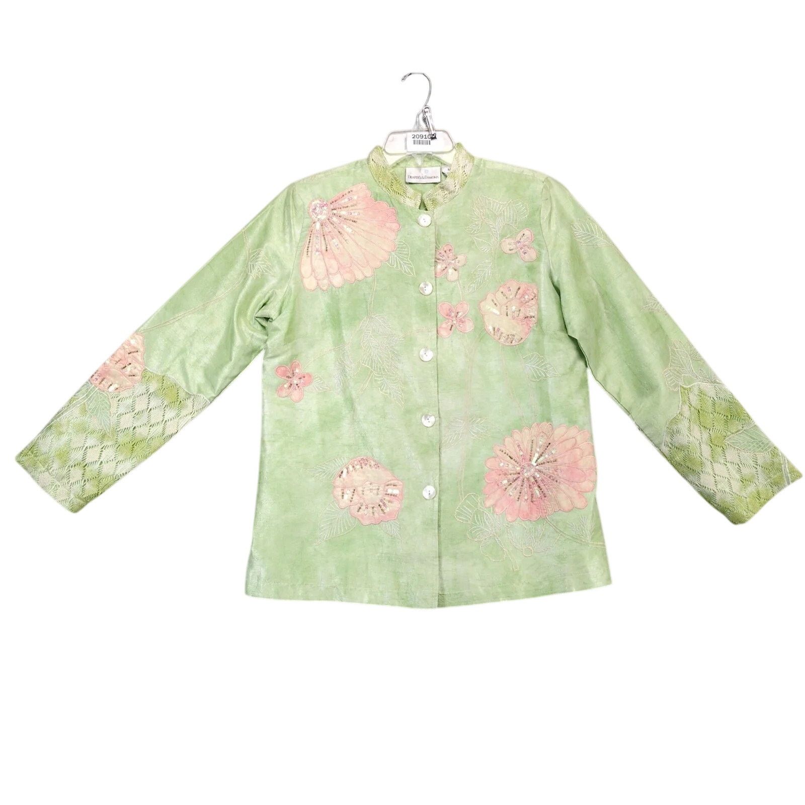 Vintage Draper's & Damon's Green Pink Floral Button Front Shirt M Size M / US 6-8 / IT 42-44 - 1 Thumbnail