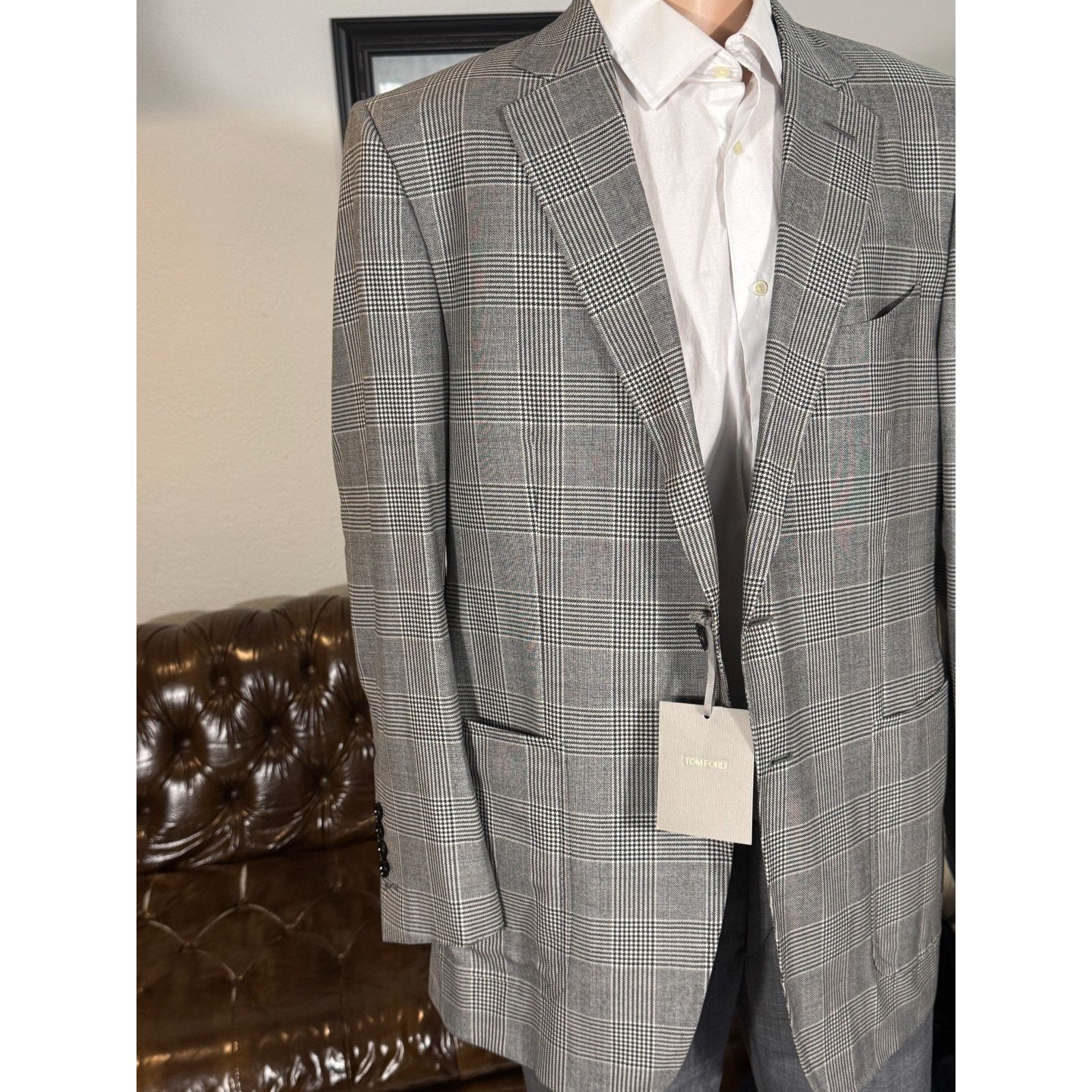 Tom Ford Tom Ford New w Tags PrinceWales Houndstooth Blazer 56 EU 46R Size 46R - 8 Thumbnail